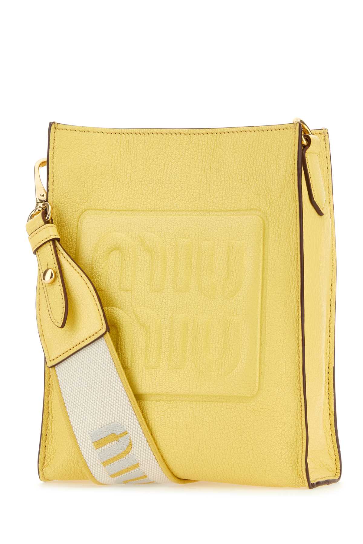 Shop Miu Miu Yellow Leather Crossbody Bag In Limone