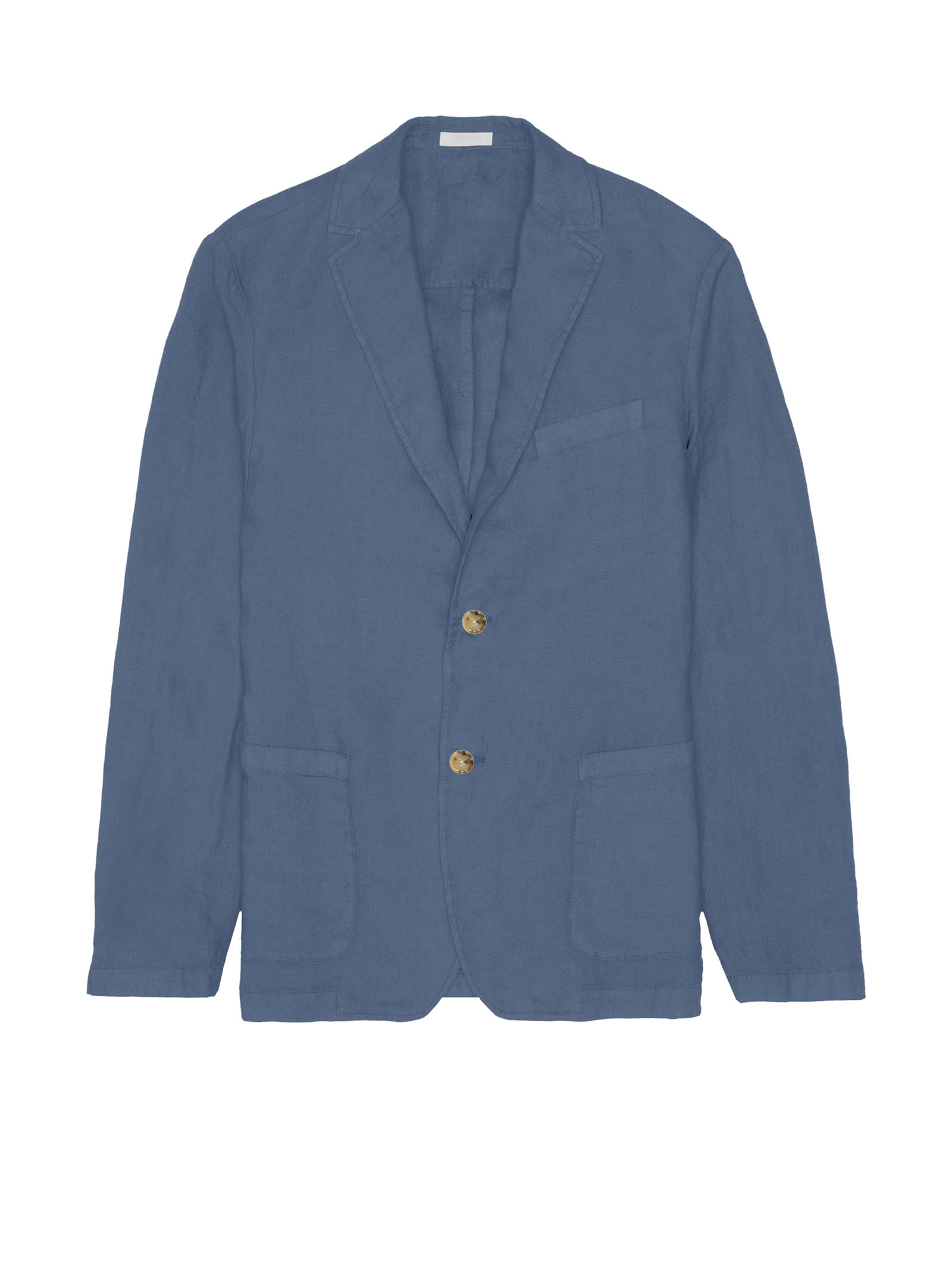 Shop Altea Air Force Blue Single-breasted Linen Jacket In Avio