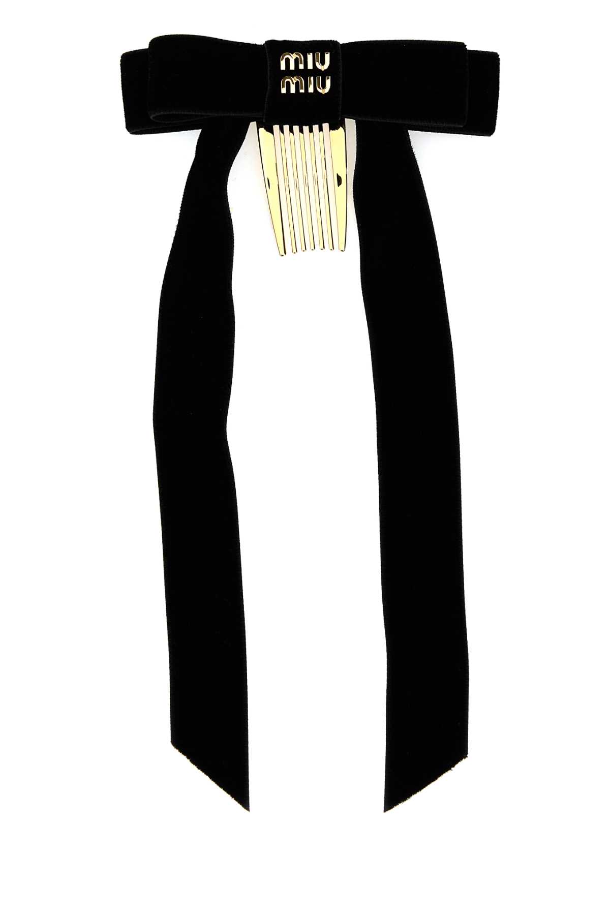 MIU MIU BLACK VELVET HAIR CLIP