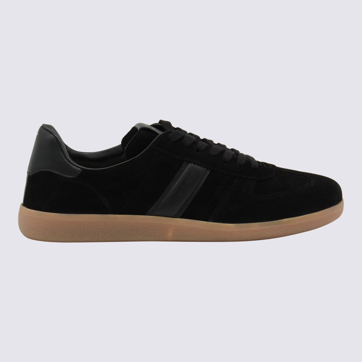 Tom Ford Leather-trimmed Suede Sneakers In Black