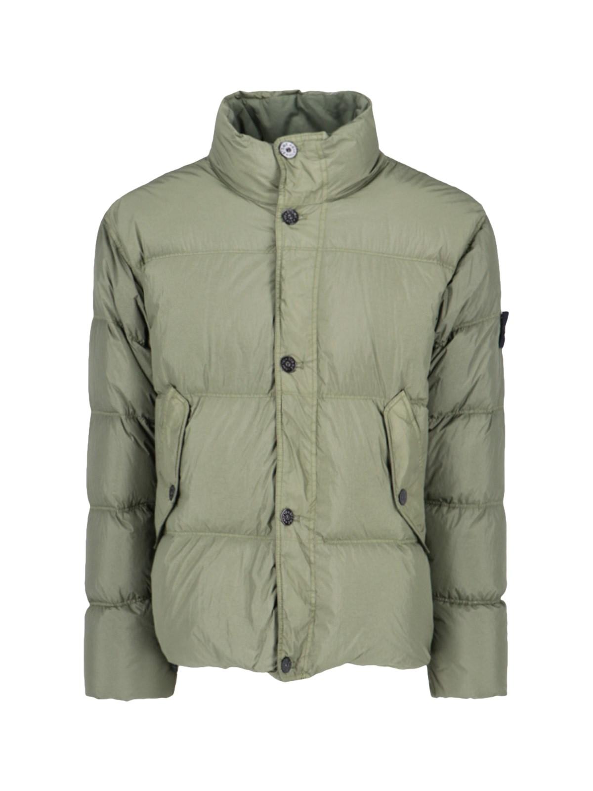 Shop Stone Island Logo Down Jacket In Muschio