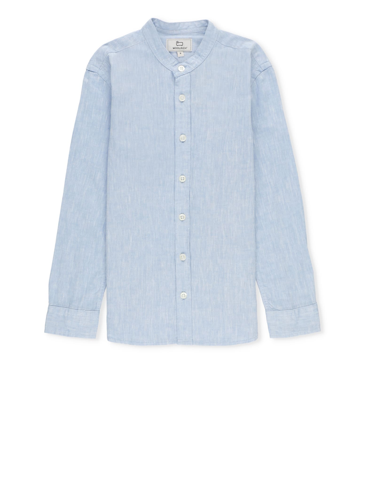 Shop Woolrich Cotton And Linen Shirt In Light Blue