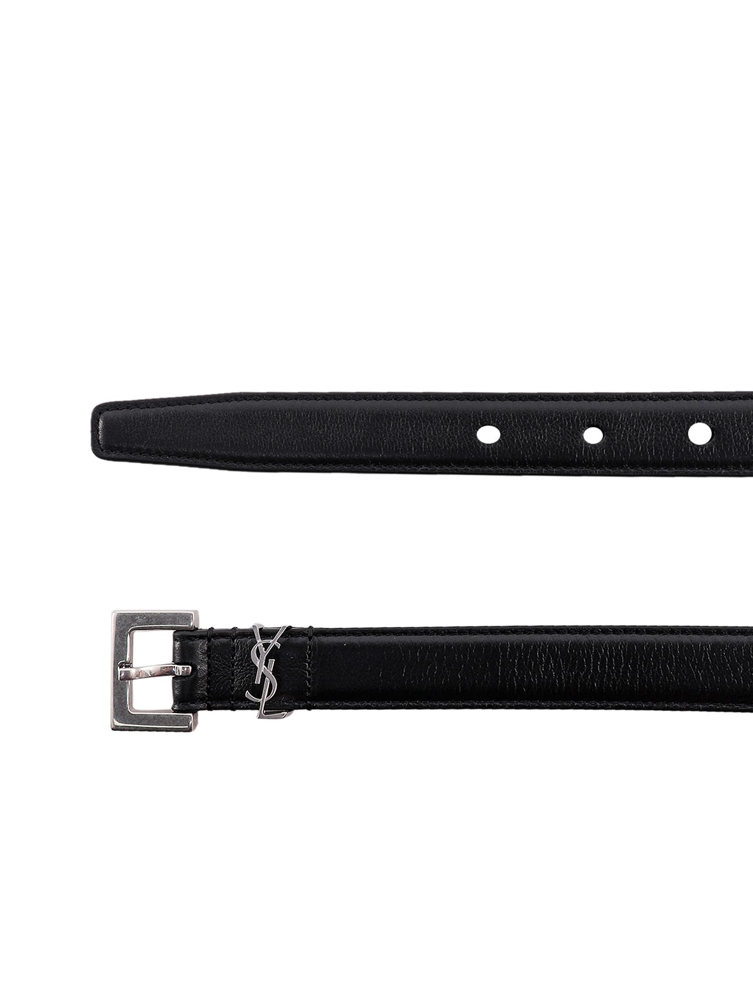 Saint Laurent Logo Leather Belt In Black