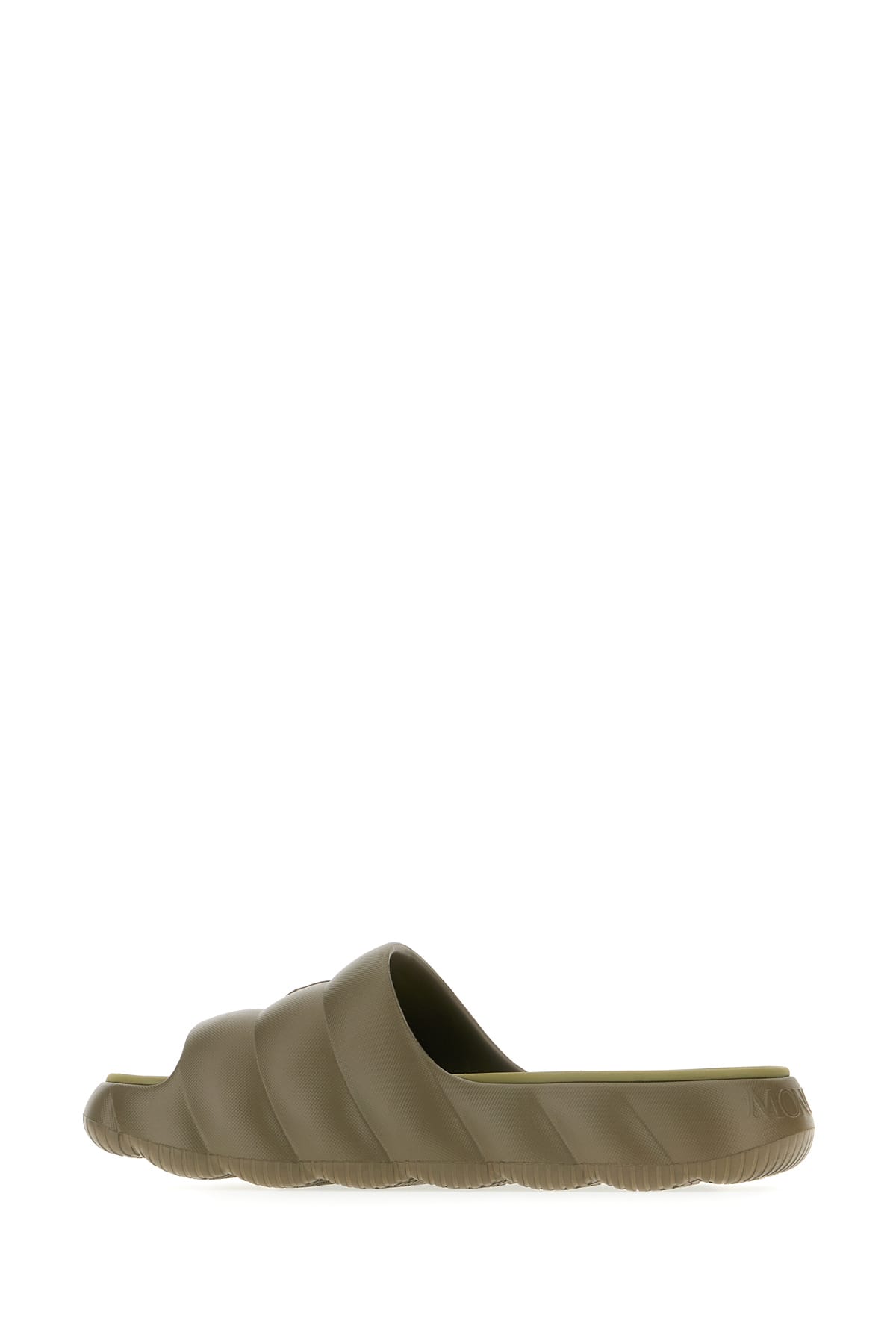 Shop Moncler Military Green Rubber Lilo Slippers In Verde Militare