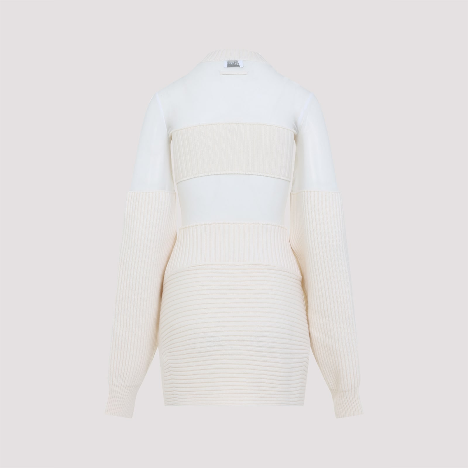 Jean Paul Gaultier Wool Short Dress With Mesh Details Women In White