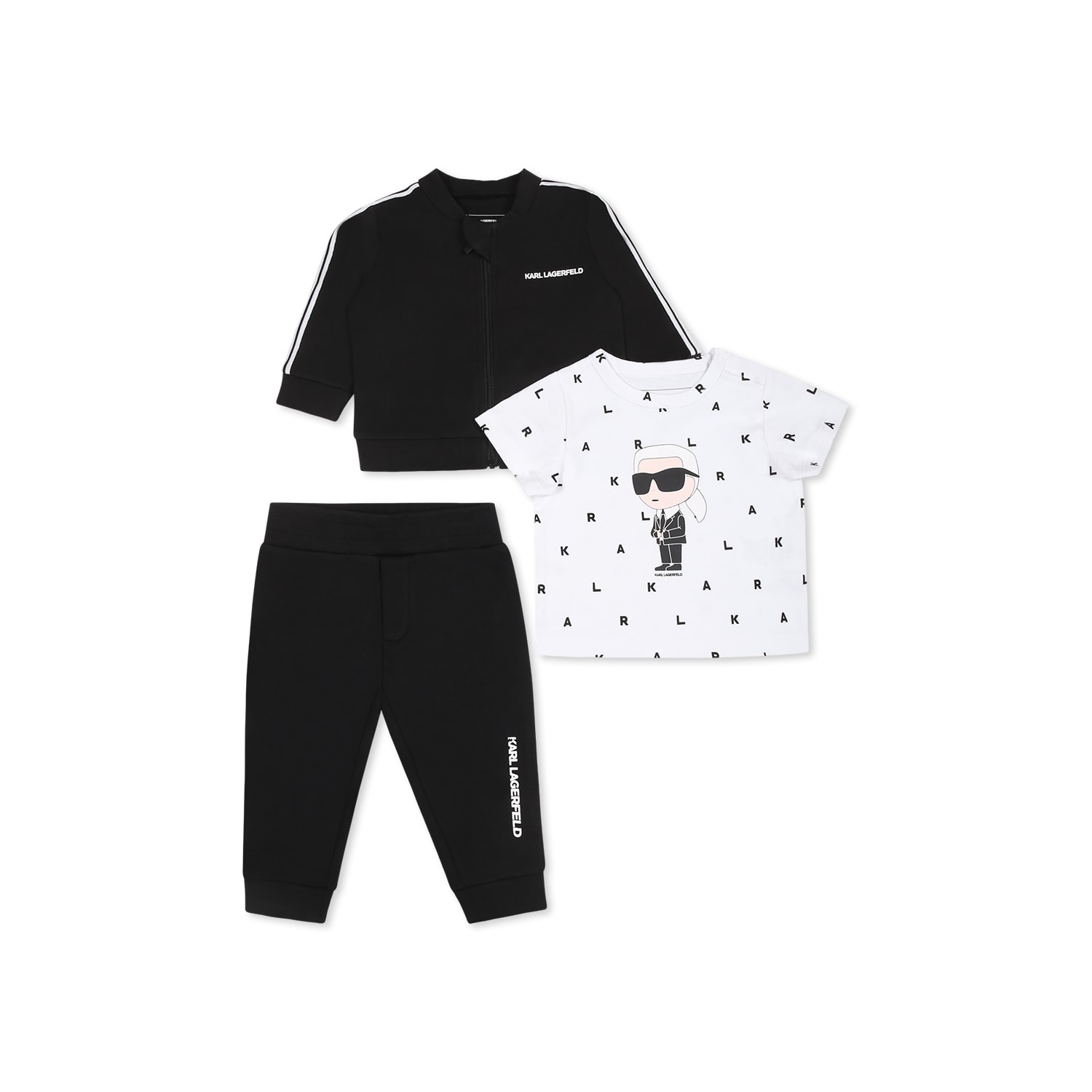 Karl Lagerfeld Black Suit For Babykids With  Print In Black