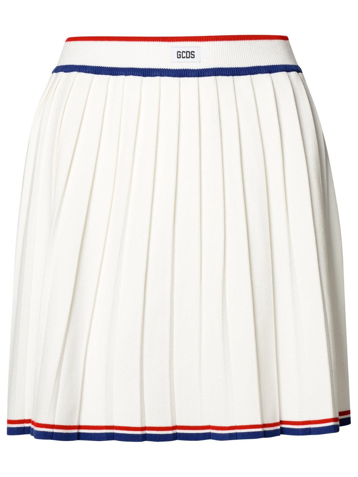Shop Gcds High Waist Pleated Skirt In White