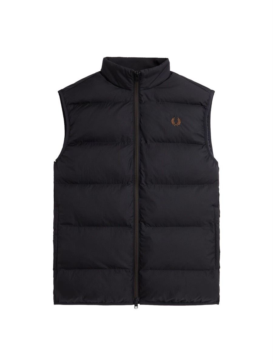 Shop Fred Perry Down Vest With Logo In Black