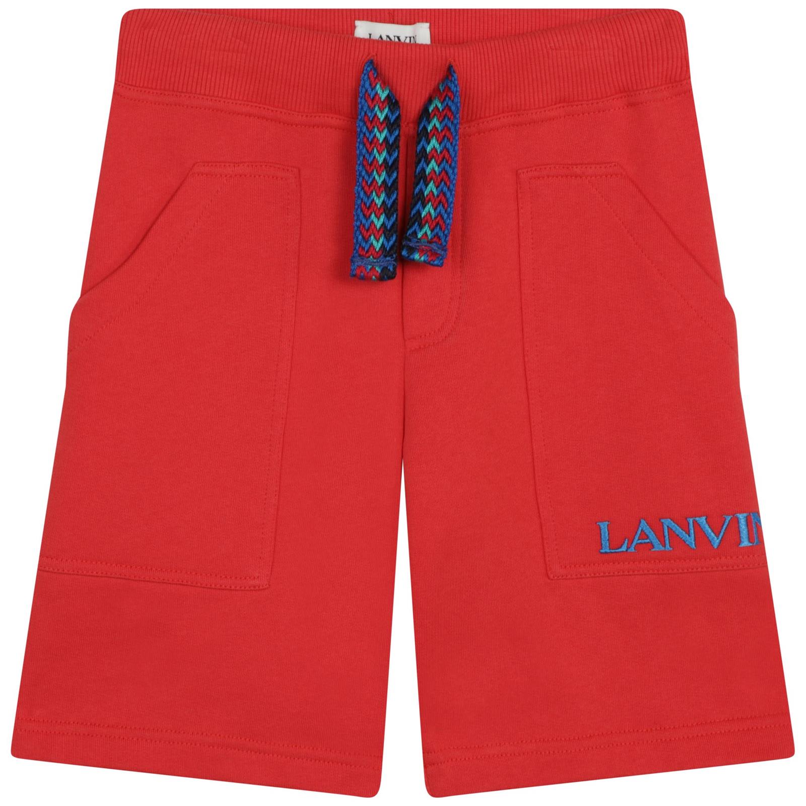 Lanvin Kids' Sports Shorts With Embroidery In Red