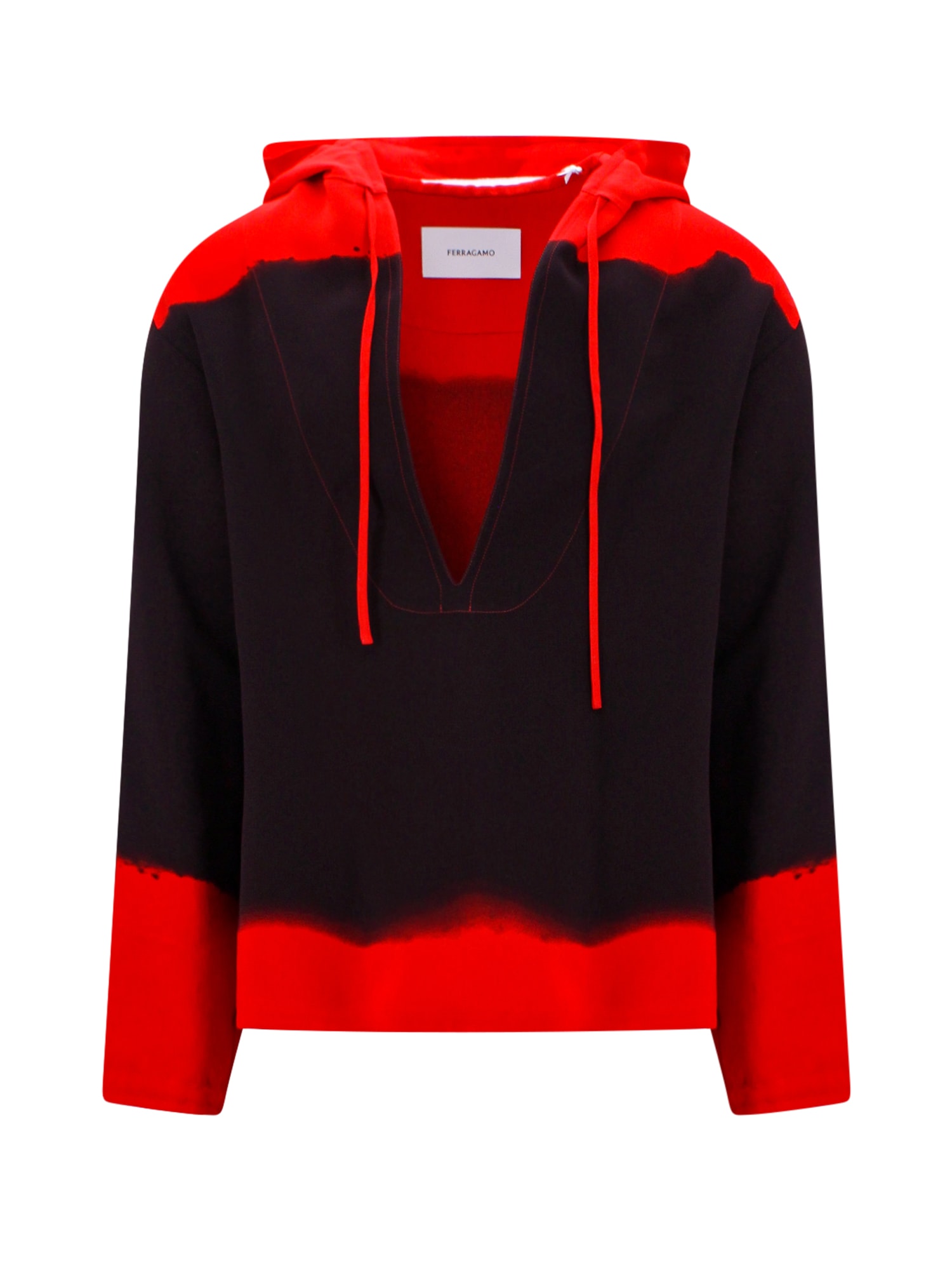 Ferragamo Red & Purple Drawstring Hoodie In Black Red