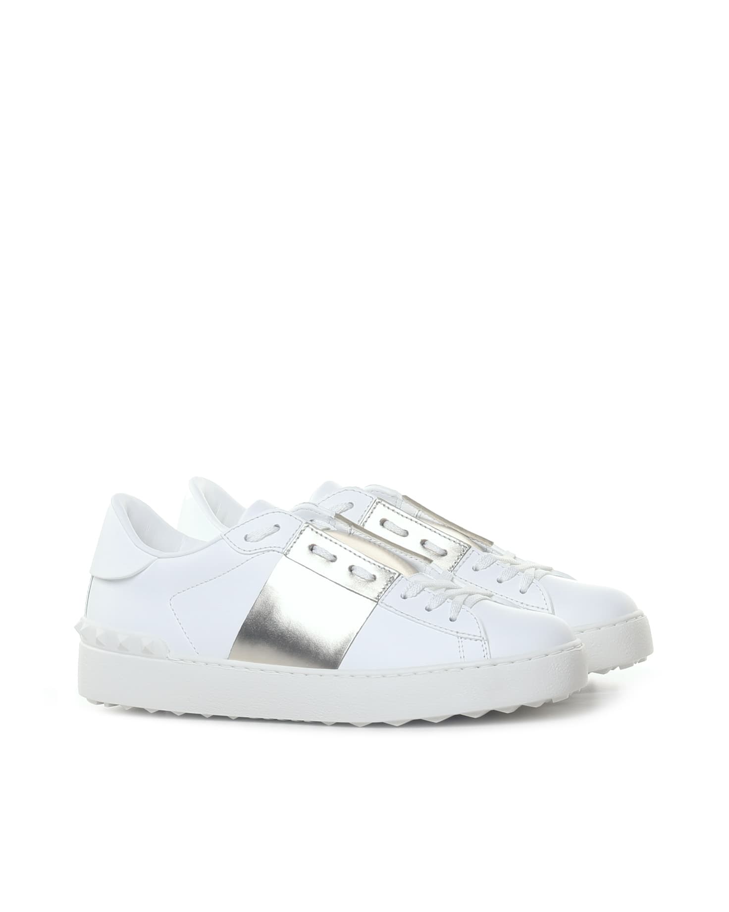Valentino Open Sneakers With Laminated Band In White