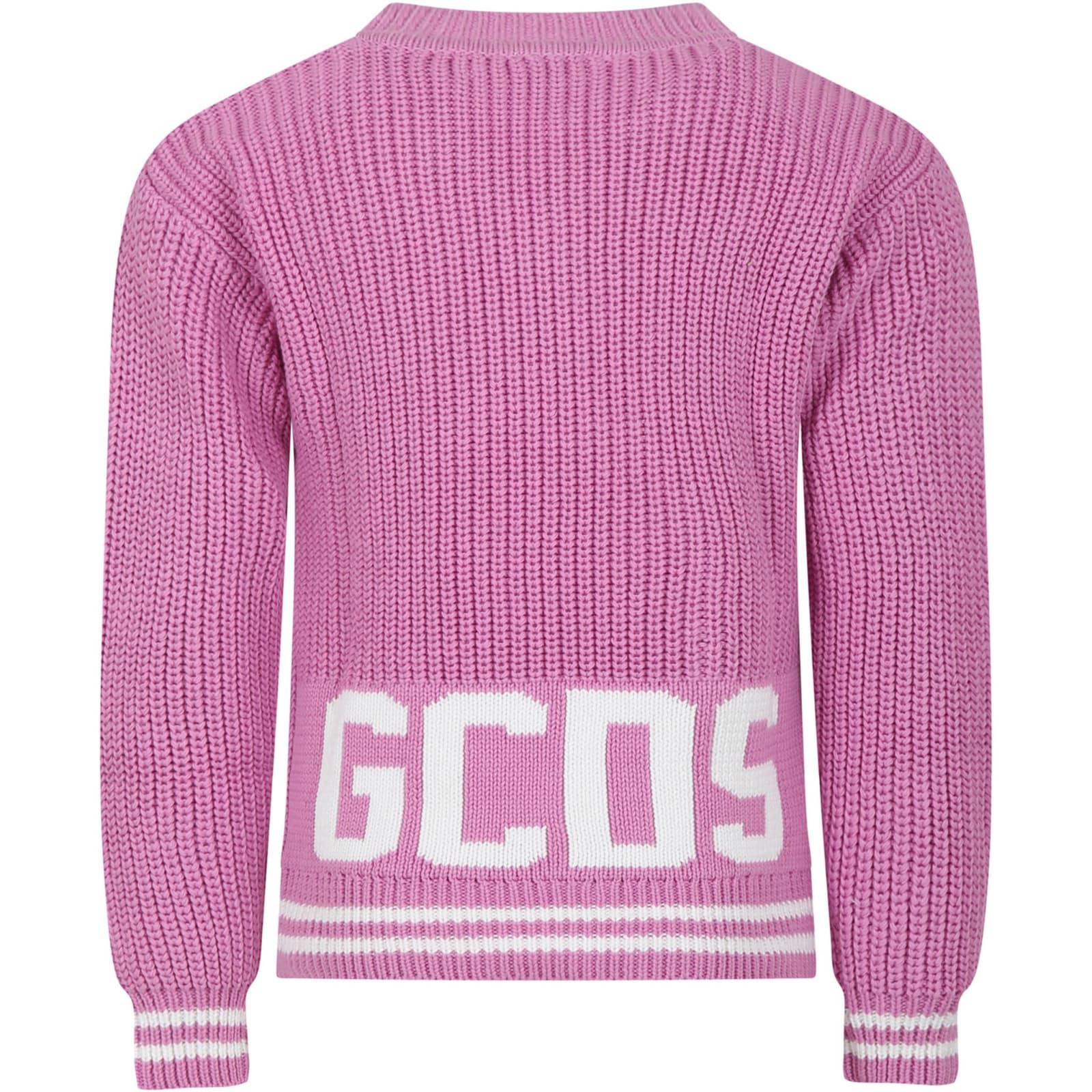 Shop Gcds Mini Pink Sweater For Girl With Logo