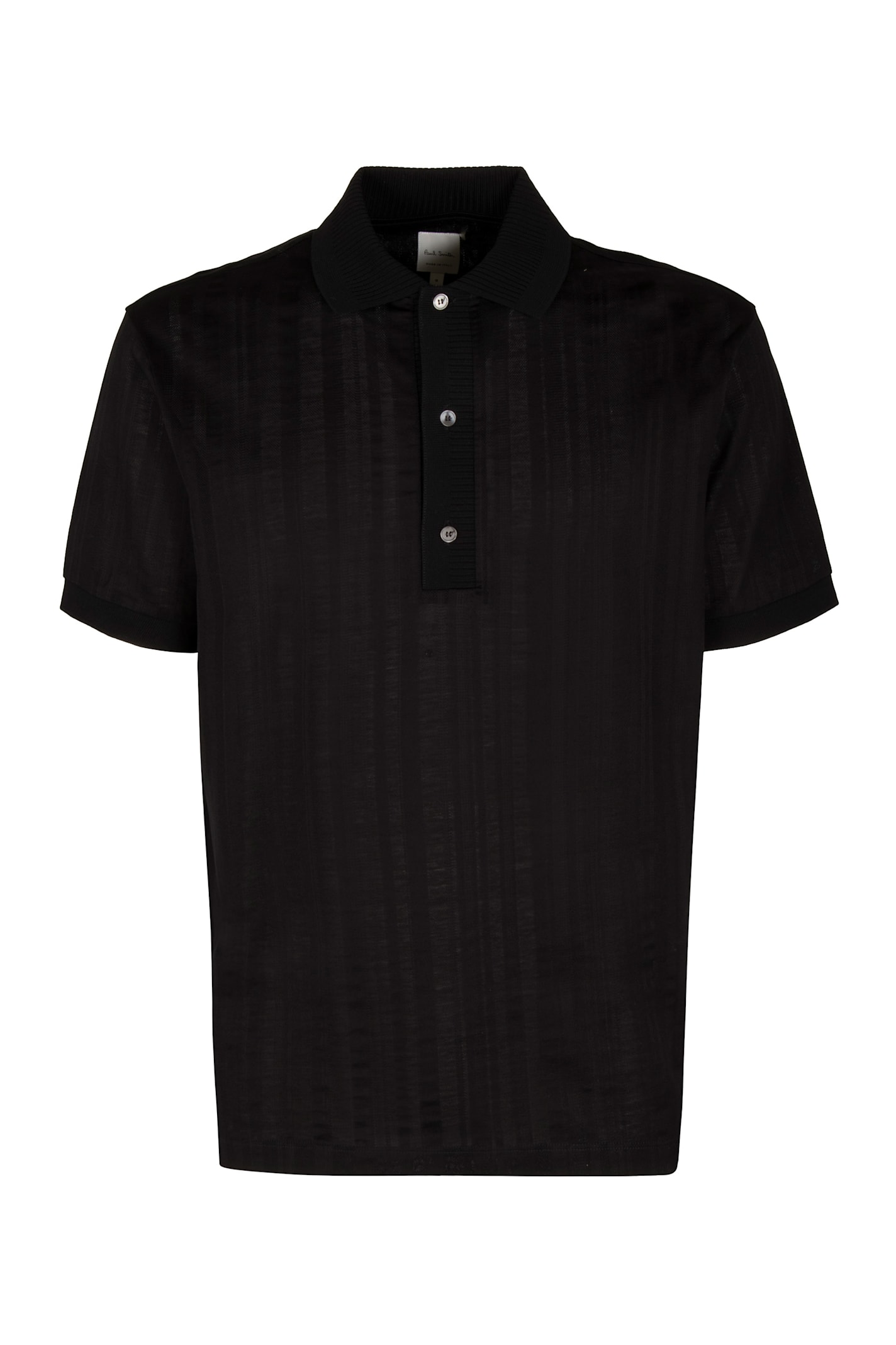 Shop Paul Smith Knitted Cotton Polo Shirt In Black