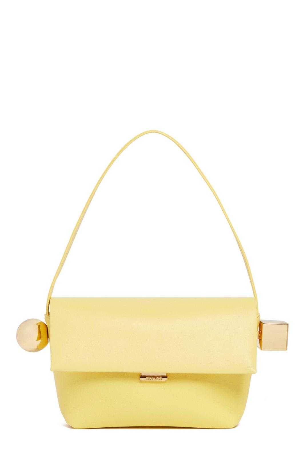 Shop Jacquemus Le Rond Carré Logo Detailed Shoulder Bag In Yellow