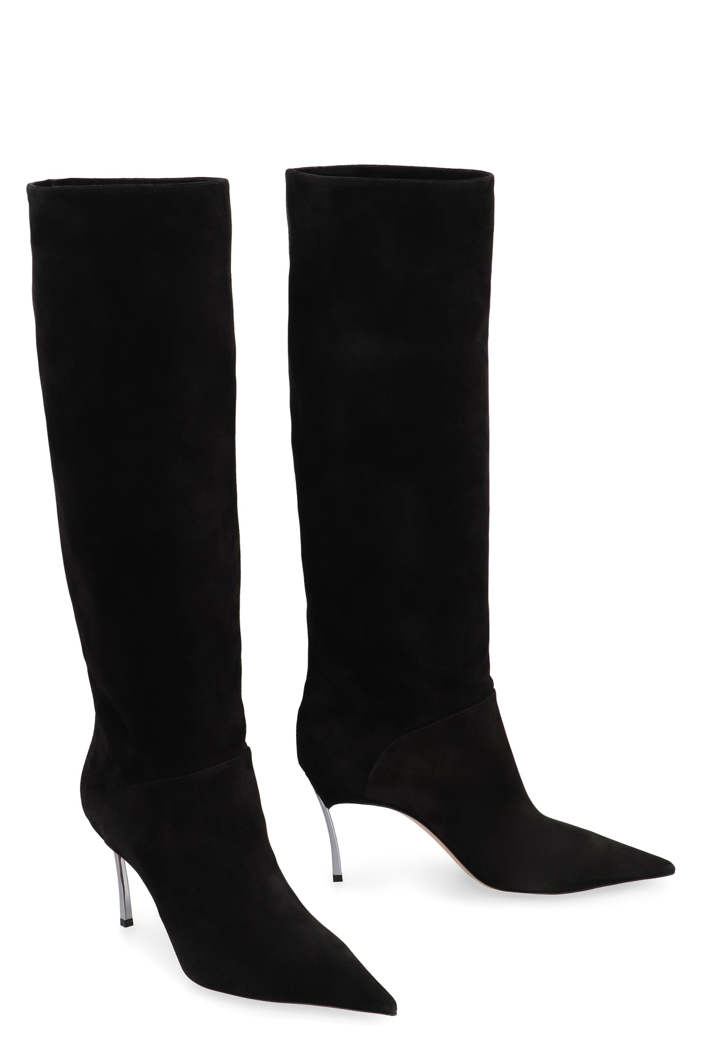 Shop Casadei Suede Boots In Black