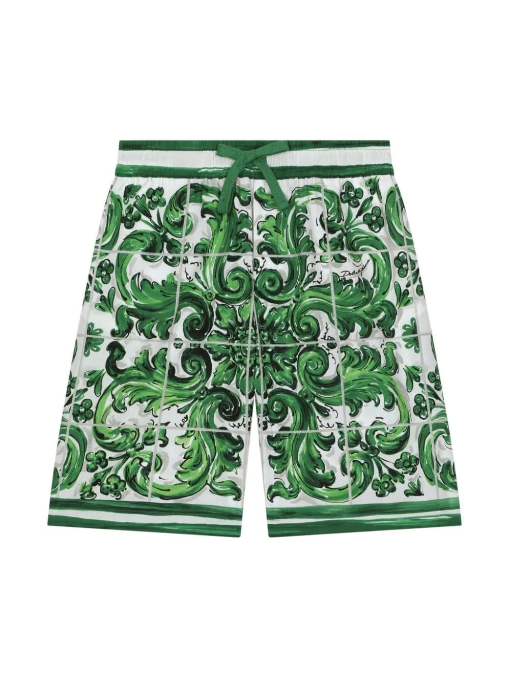 Shop Dolce & Gabbana Shorts With Logo In Green