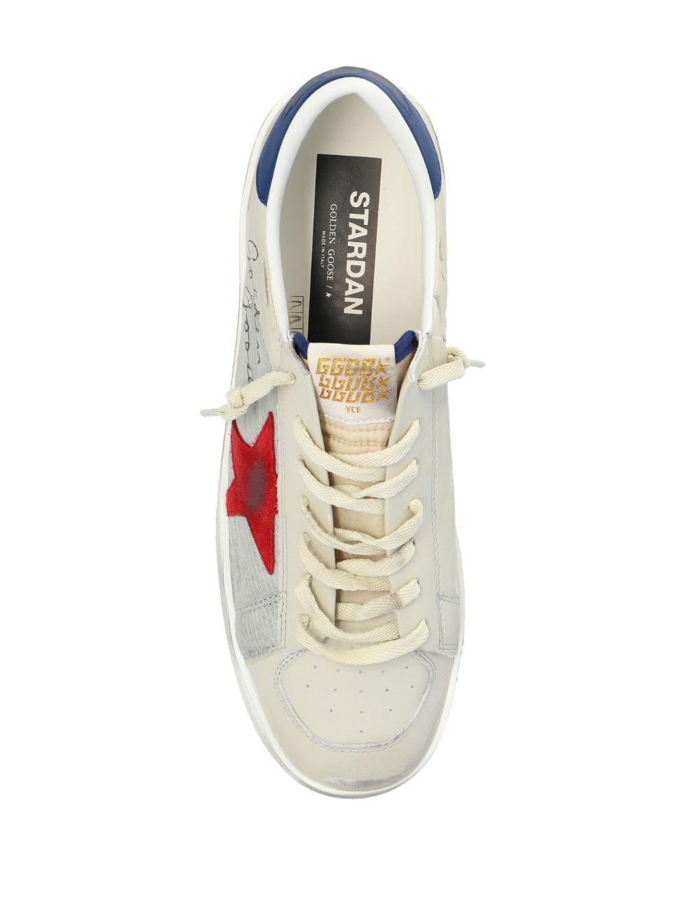 Shop Golden Goose Stardan Nylon And Leather Upper Suede Star Leather Heel In White Blue Red