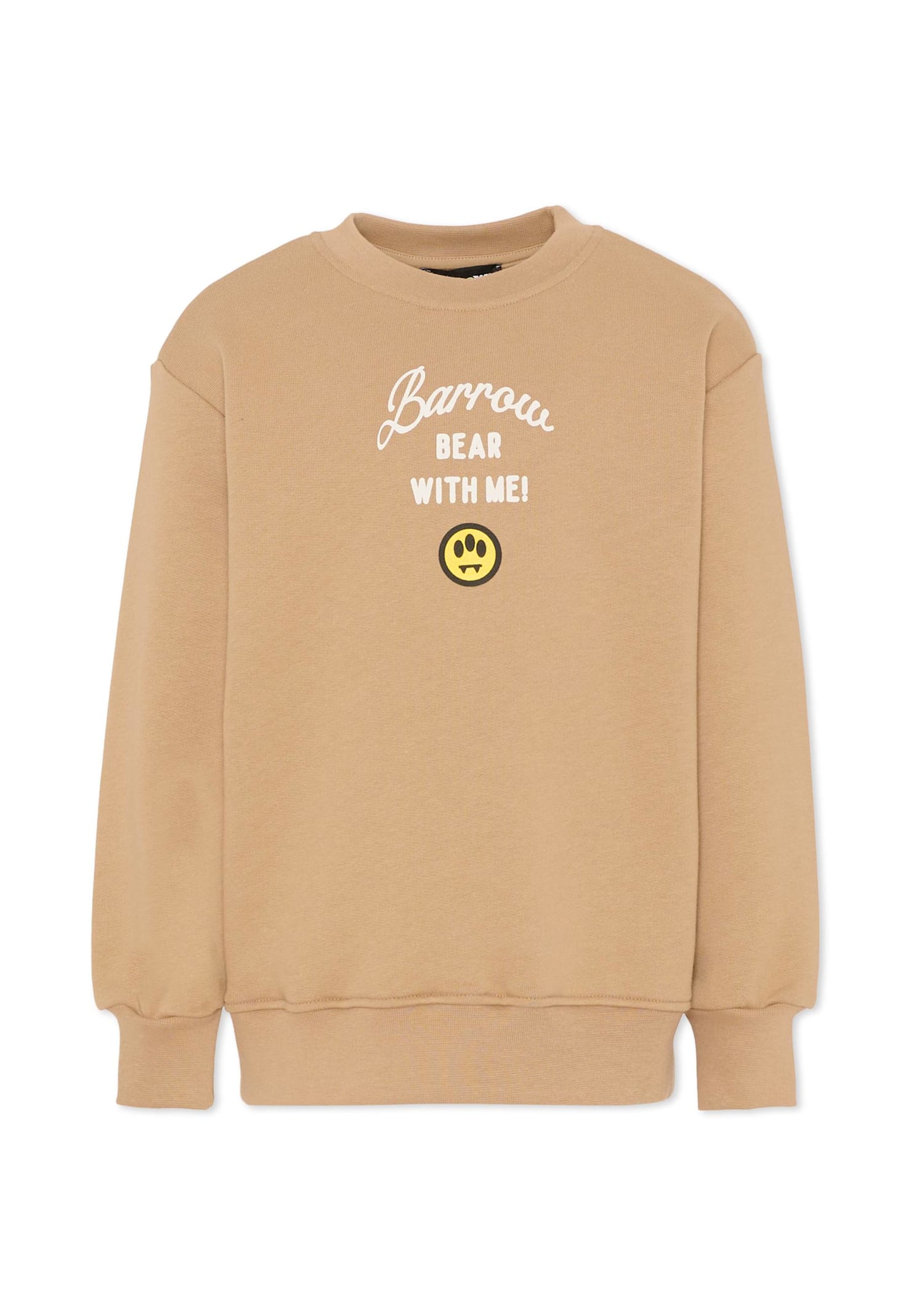 Barrow Beige Sweatshirt For Girl With Bear In Gold