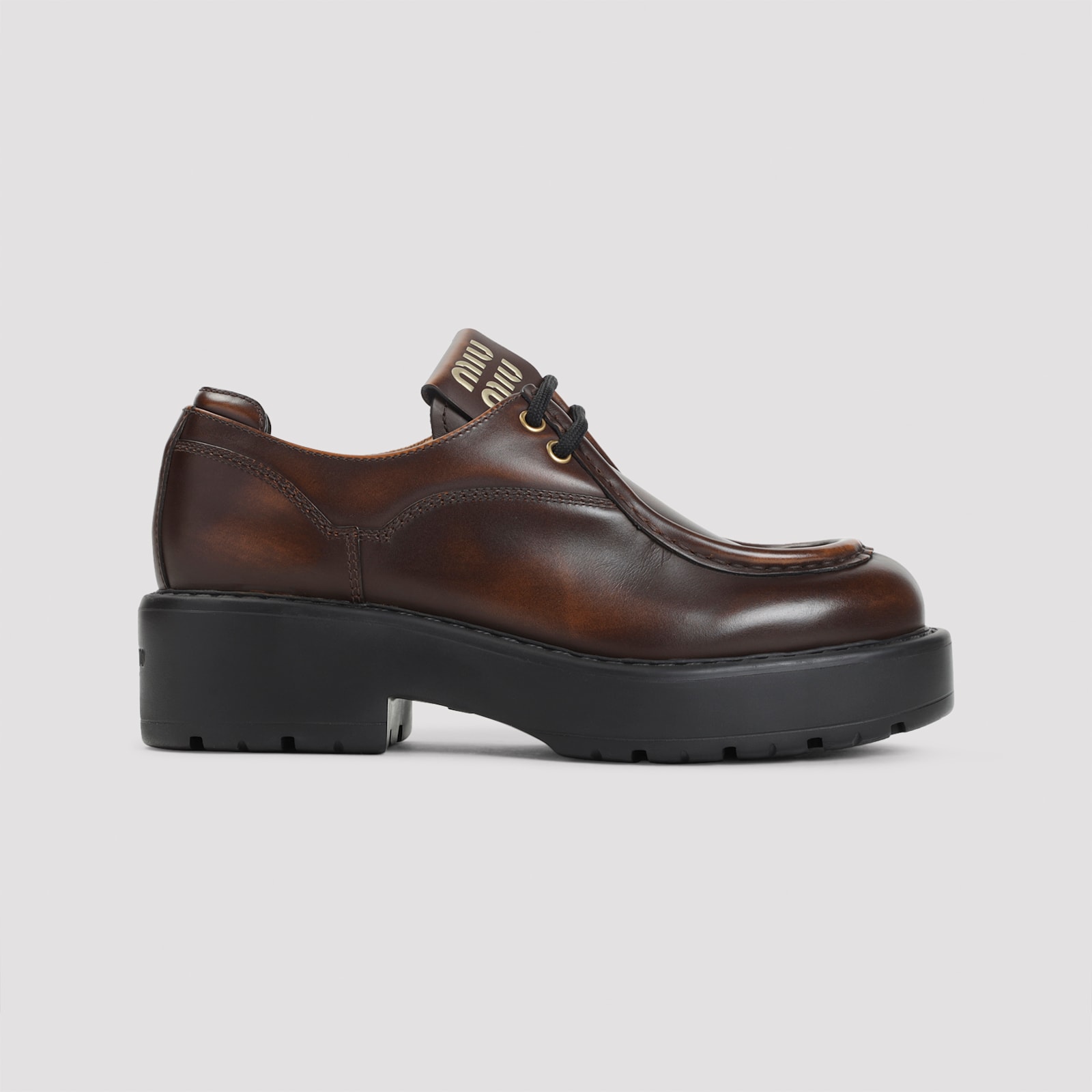 Miu Miu Lace-up Shoes Featuring Chunky Sole In Brown