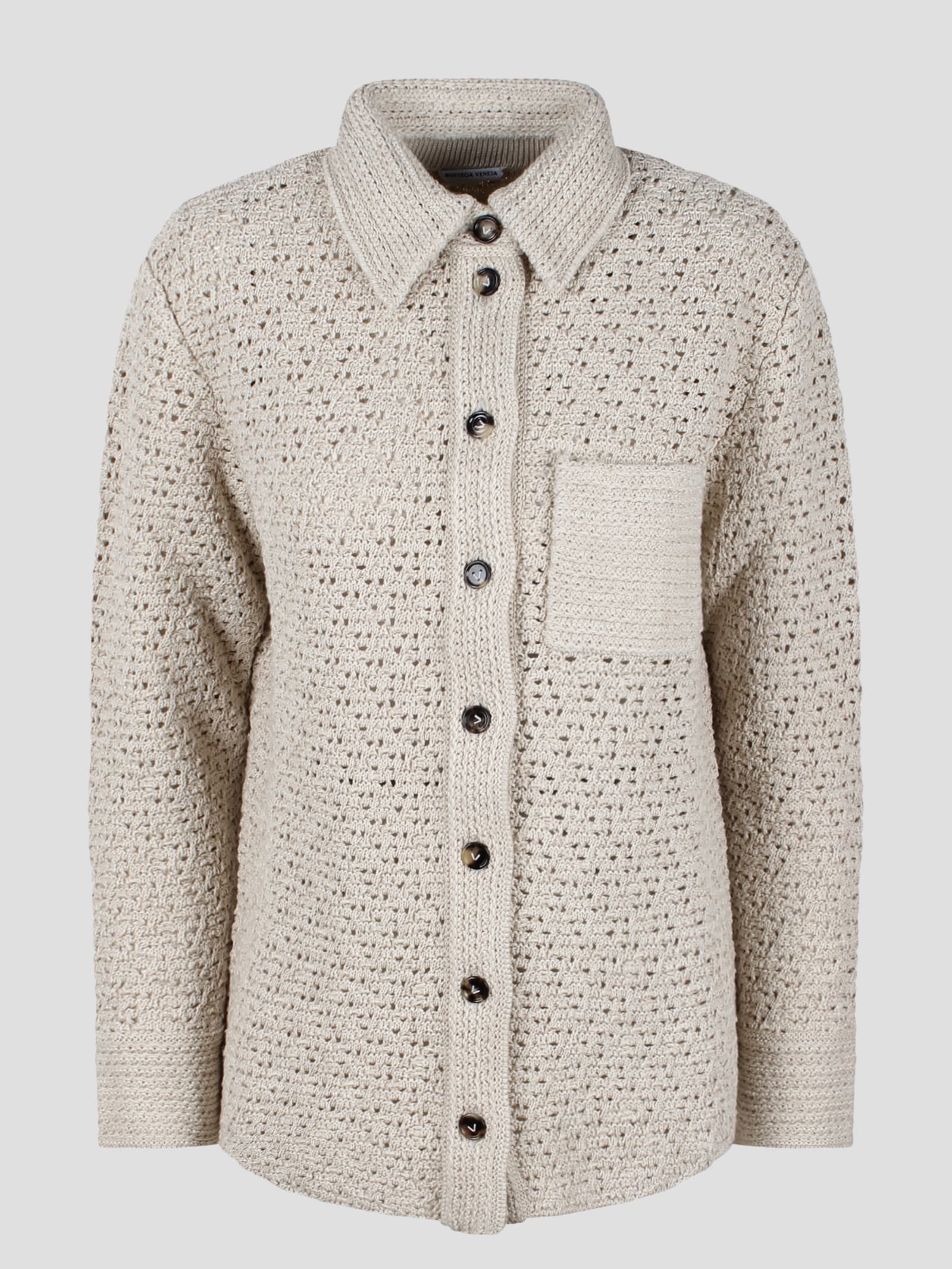 Shop Bottega Veneta Cotton Crochet Shirt In White