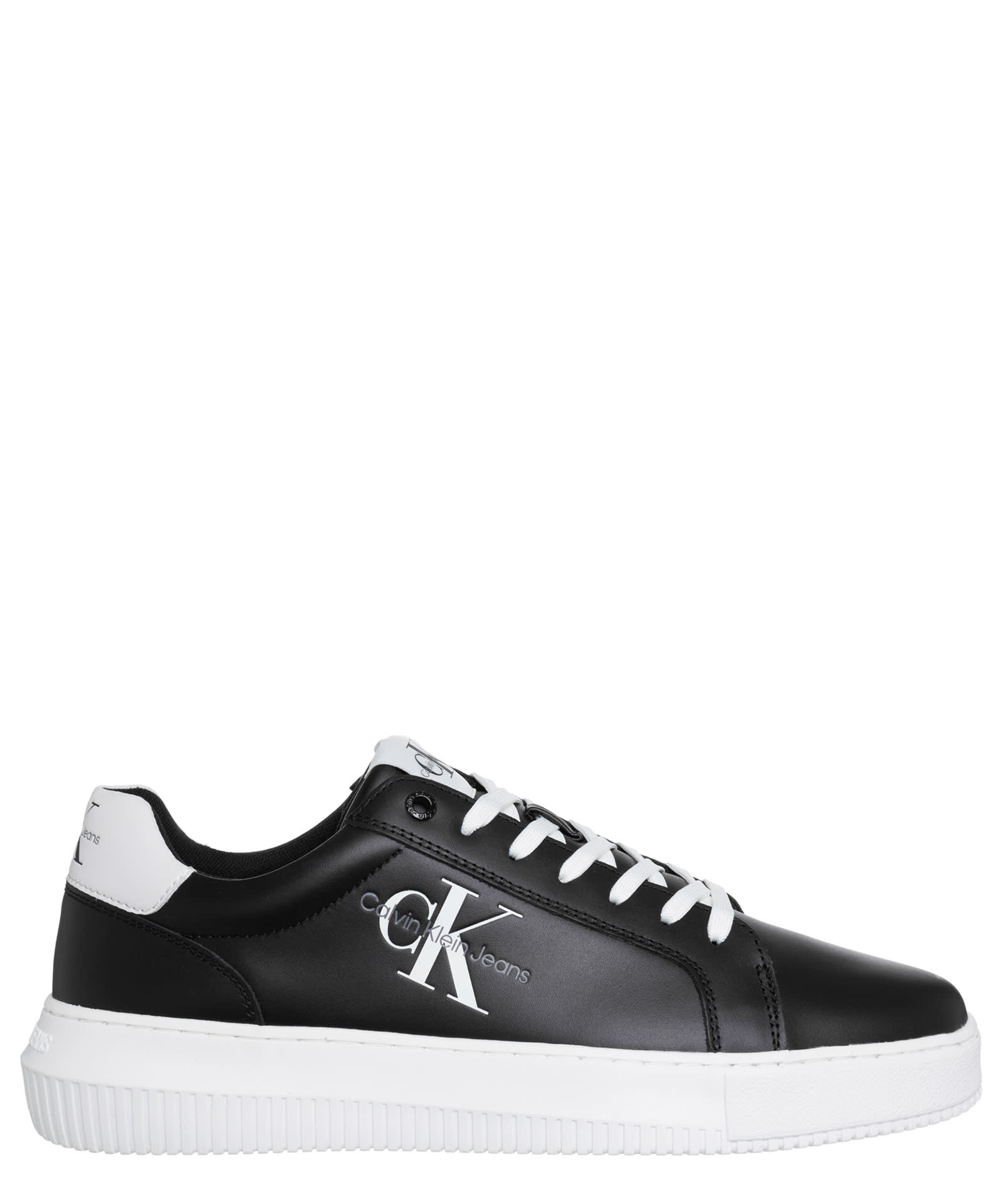Calvin Klein Jeans Est.1978 Leather Sneakers In Black