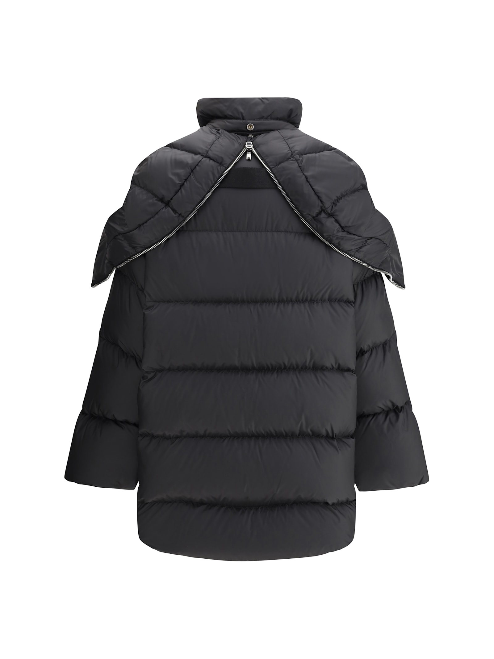 Moncler Genius Cyclopic Black Down Jacket With Removable Hood And Logo Patch In Tech Fabric Woman In Black