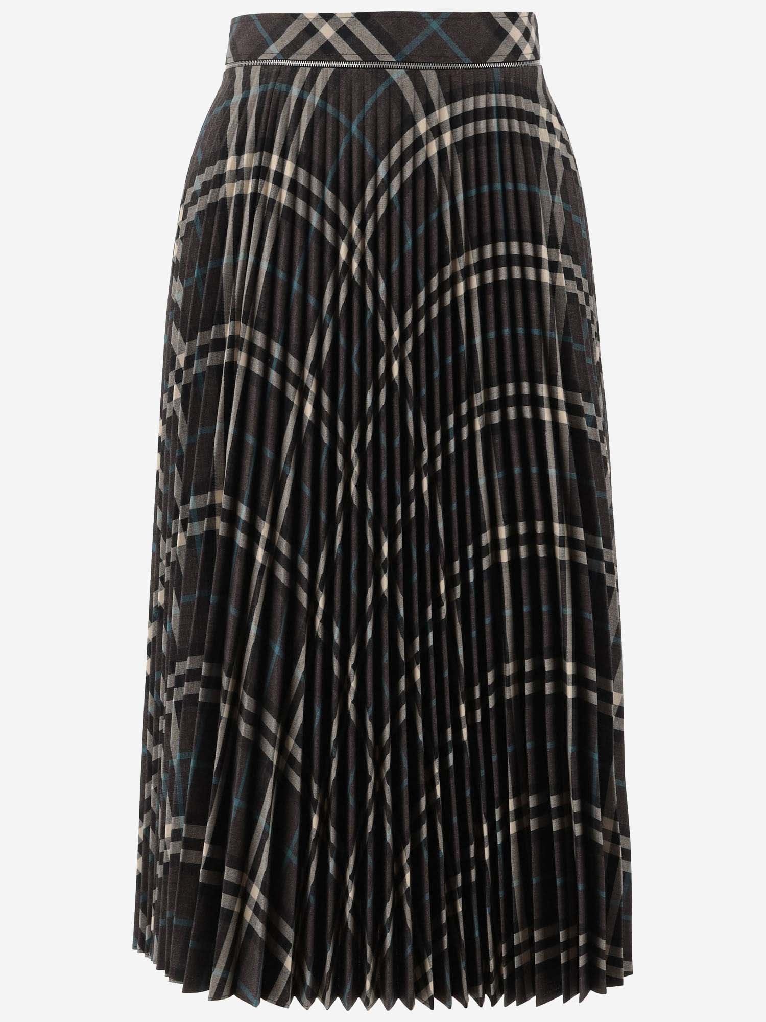 Shop Burberry Wool Blend Pleated Skirt In Red