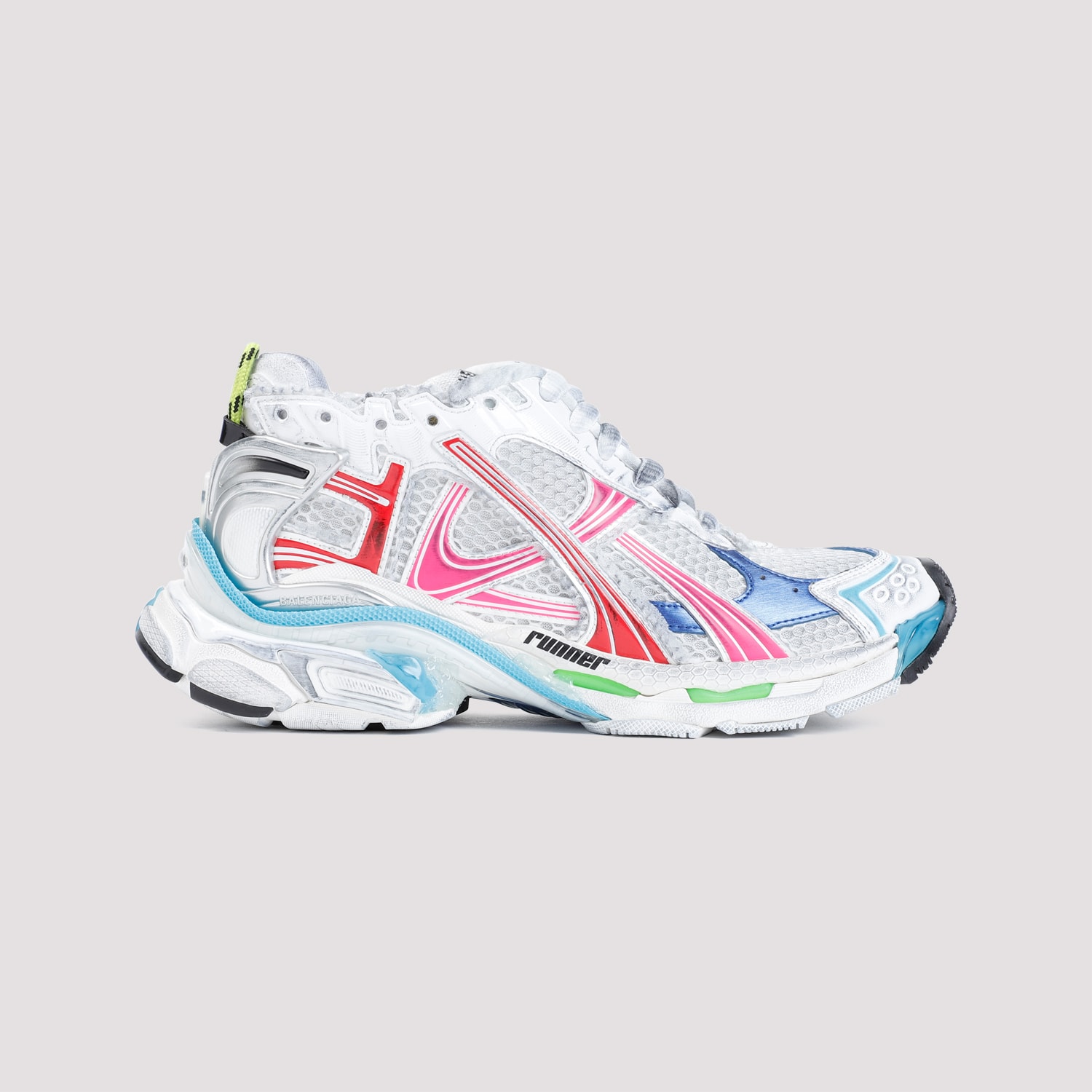 Balenciaga Mesh And Nylon Multicolor Worn-out Effect Runner Sneakers Shoes In Multi