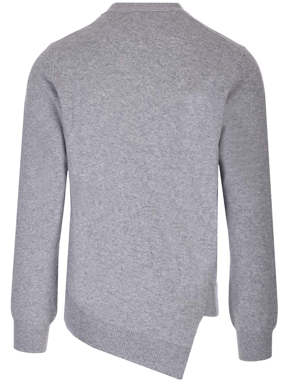 Shop Comme Des Garçons X Lacoste Asymmetric-hem Buttoned Cardigan In Grey