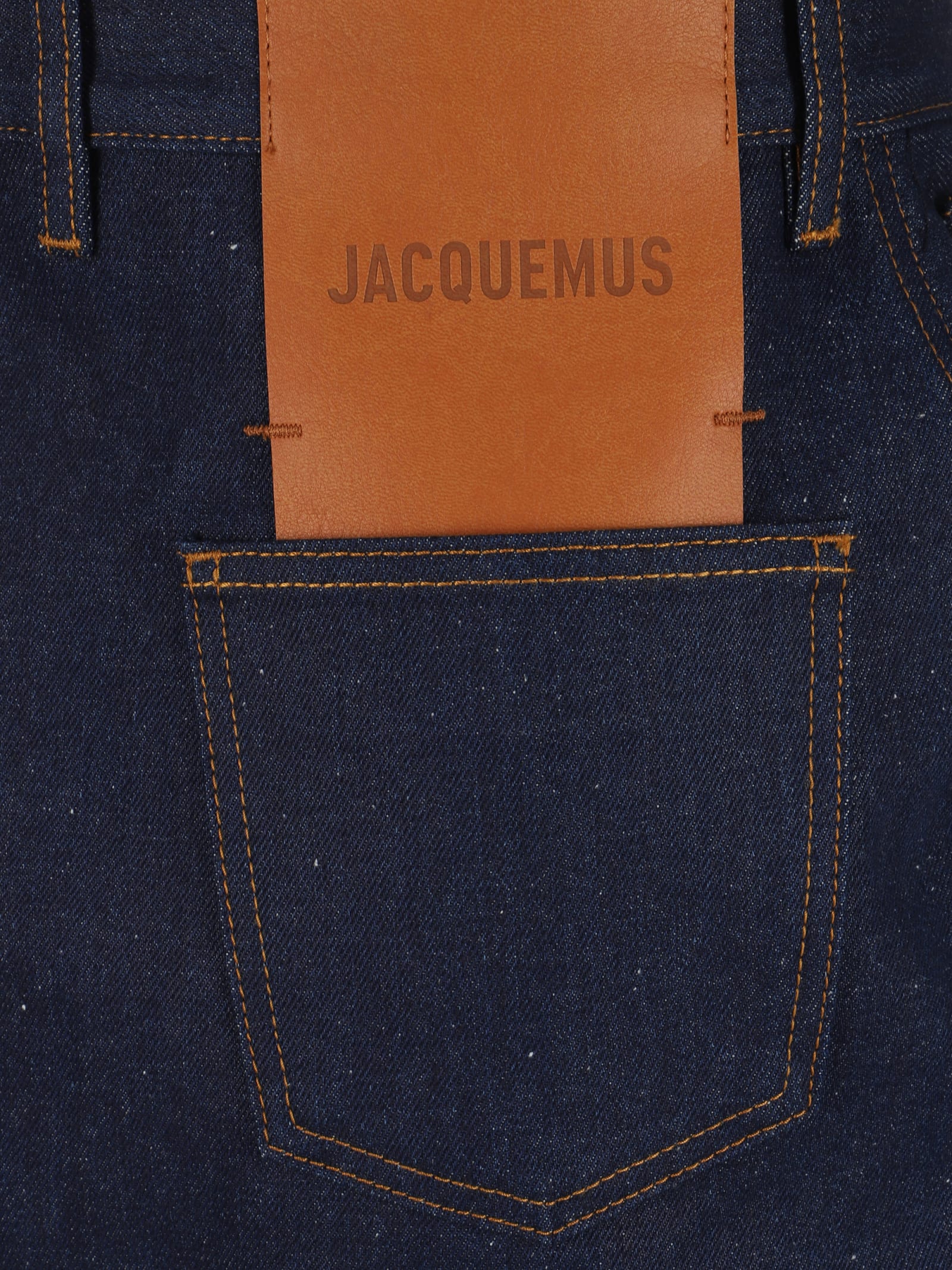 Shop Jacquemus La Jupe De-nîmes Skirt In Navy/tabac