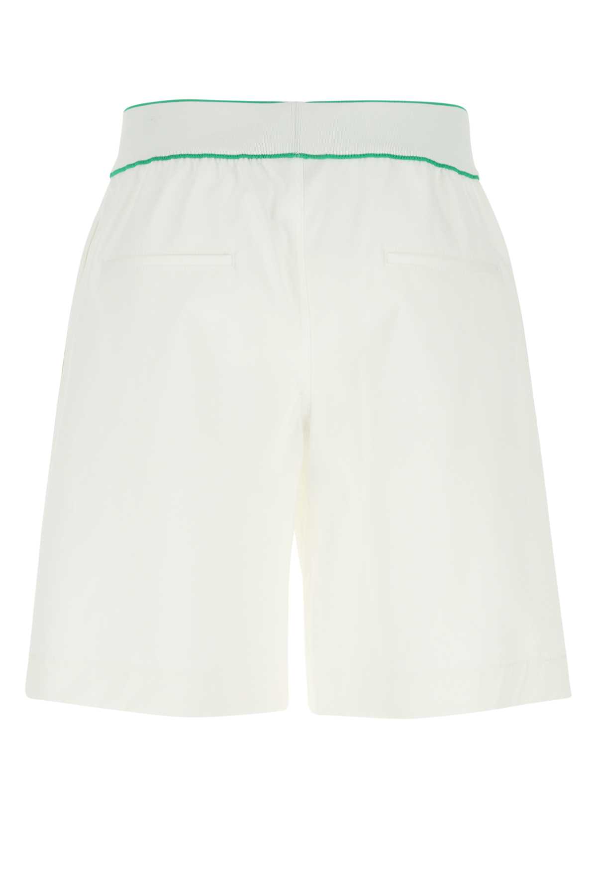 Bottega Veneta White Cotton Bermuda Shorts In 9000