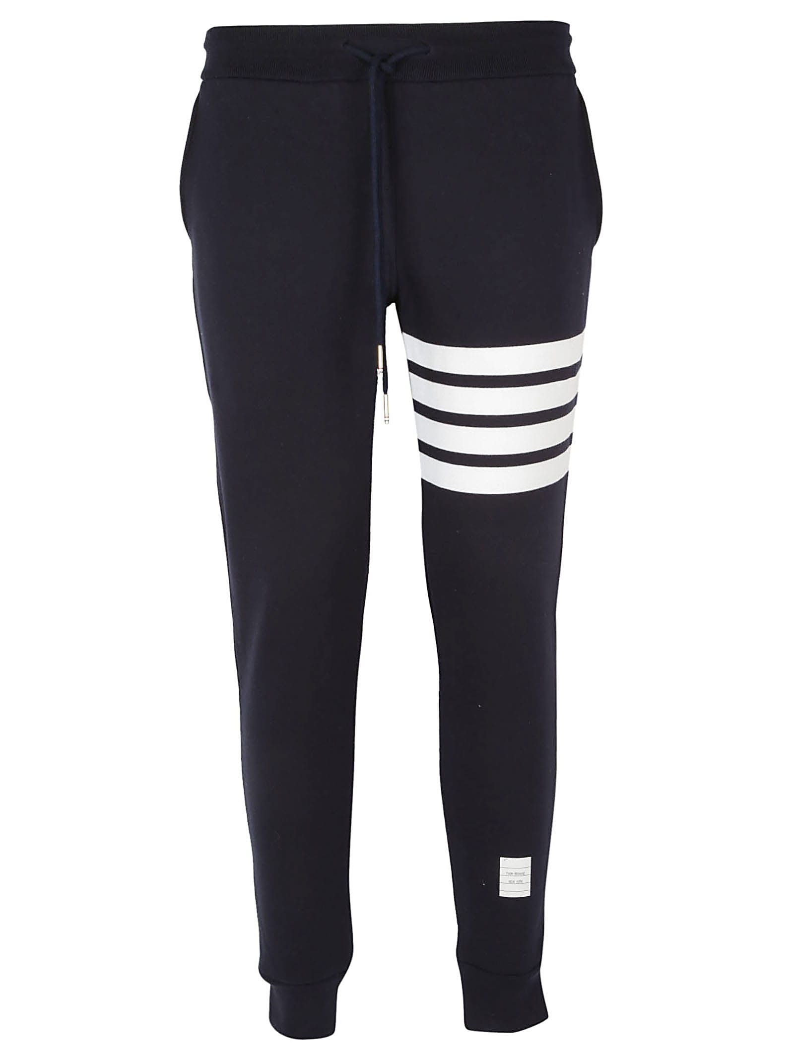 Thom Browne Intarsia Stripes Cotton Sweatpants In Navy