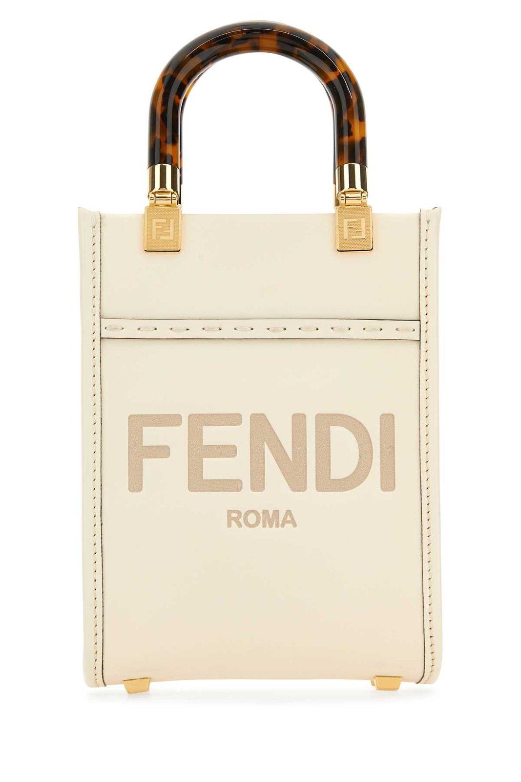 Fendi Sunshine Logo Debossed Mini Tote Bag In Neutral