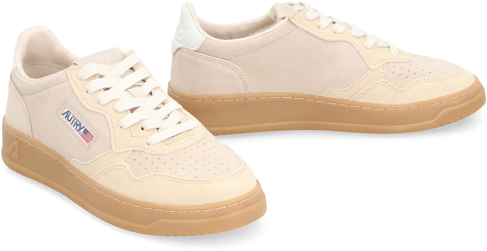 Shop Autry Medalist Suede Sneakers In Beige