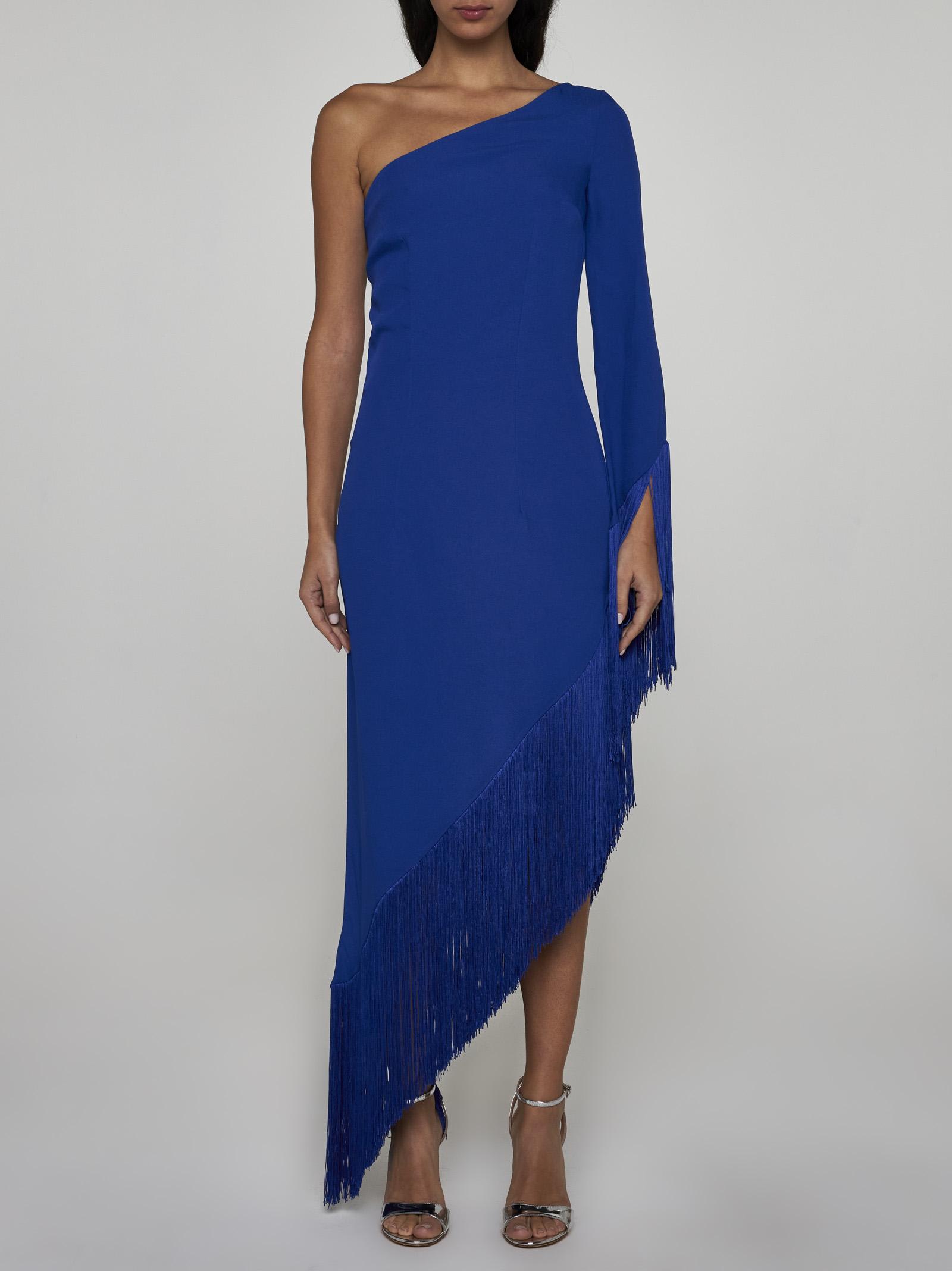 Shop Taller Marmo Aventador Viscose-blend One-shoulder Dress In Blue