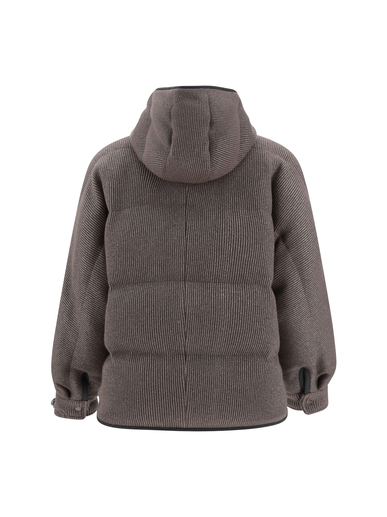 Brunello Cucinelli Long-sleeved Hooded Cotton Coat In Gray