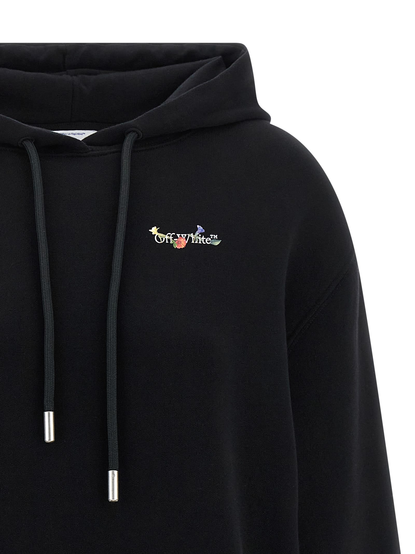 Off-white Hoodie With Graphic Back Design In Black