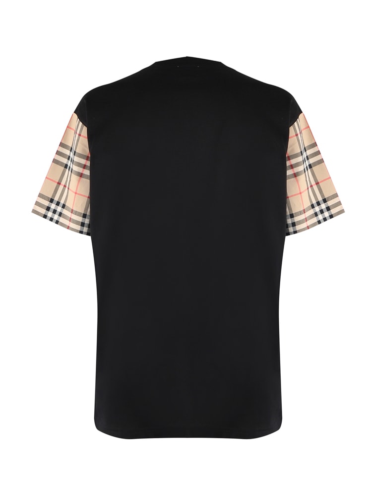 Shop Burberry Cotton T-shirt With Vintage Check Inserts In Black