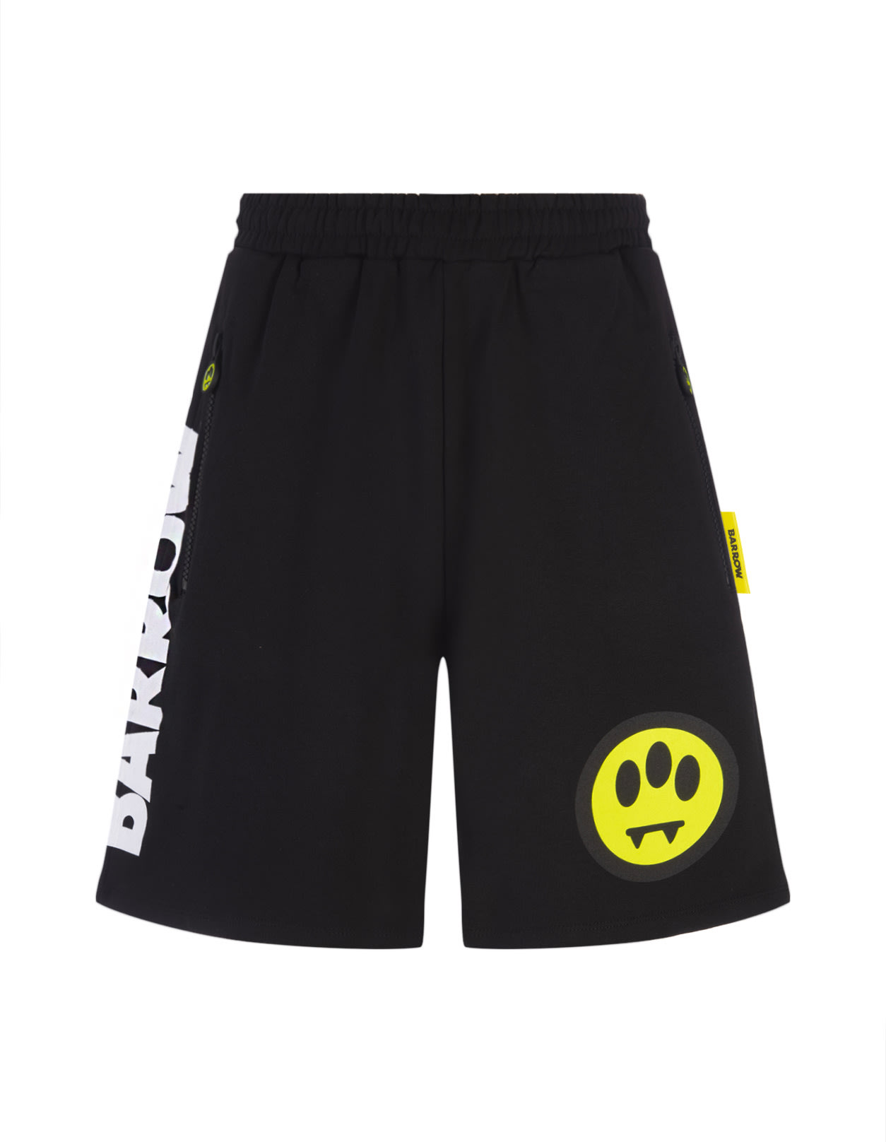 Shop Barrow Black Bermuda Shorts With Contrast Lettering Logo