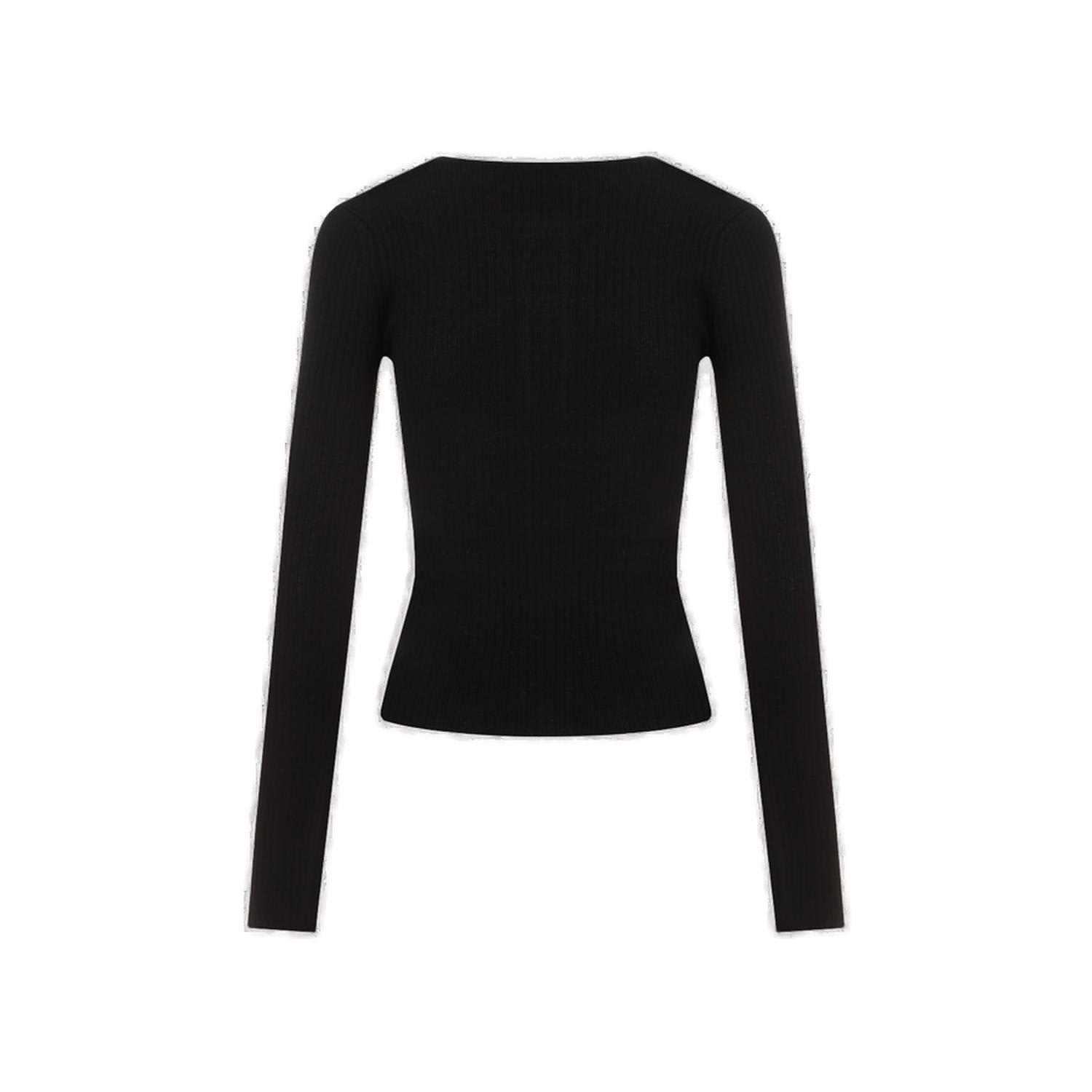 Shop Max Mara V-neck Knit Top In Black