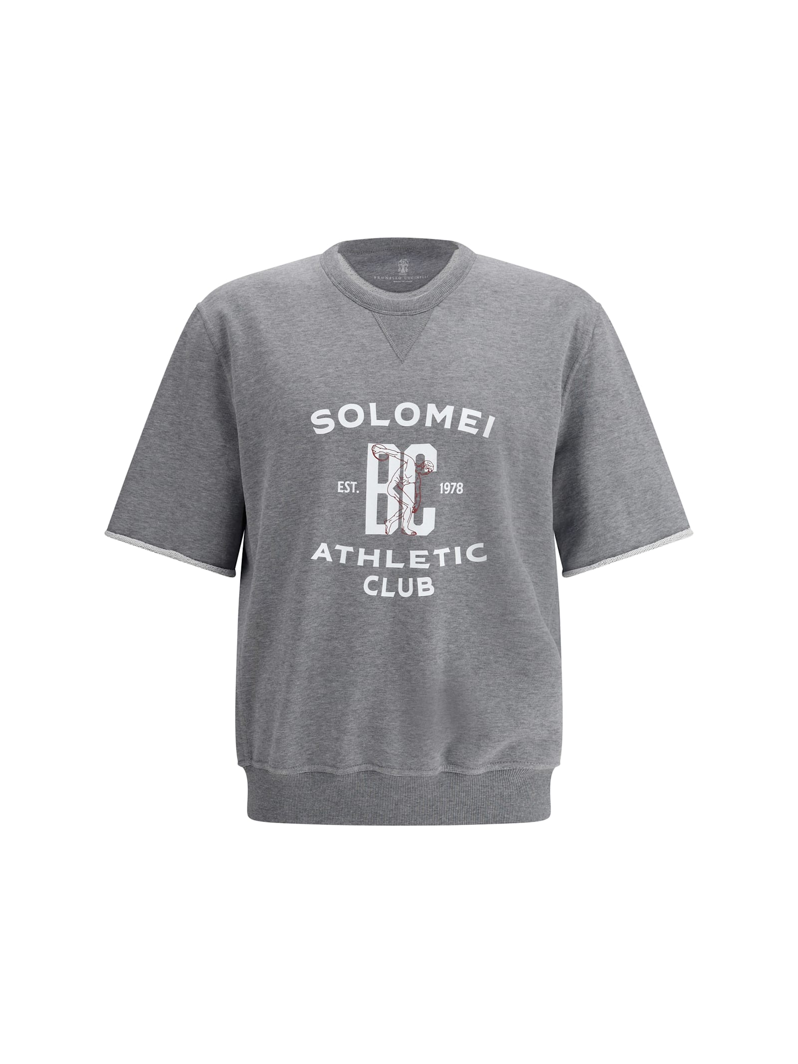 Brunello Cucinelli Versatile Short-sleeve Graphic Sweatshirt In Gray