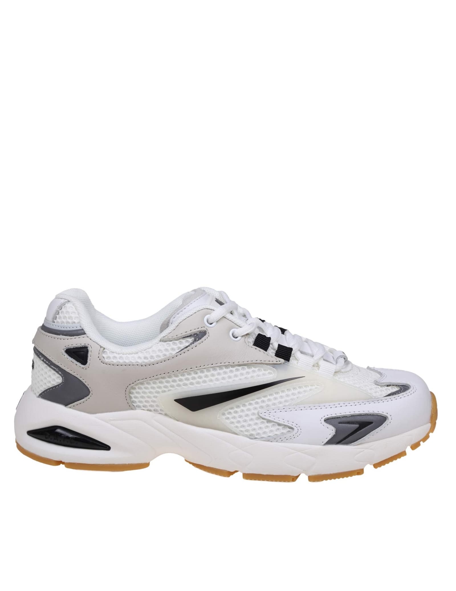 Sn23 Sneakers In White/grey Mesh And Leather