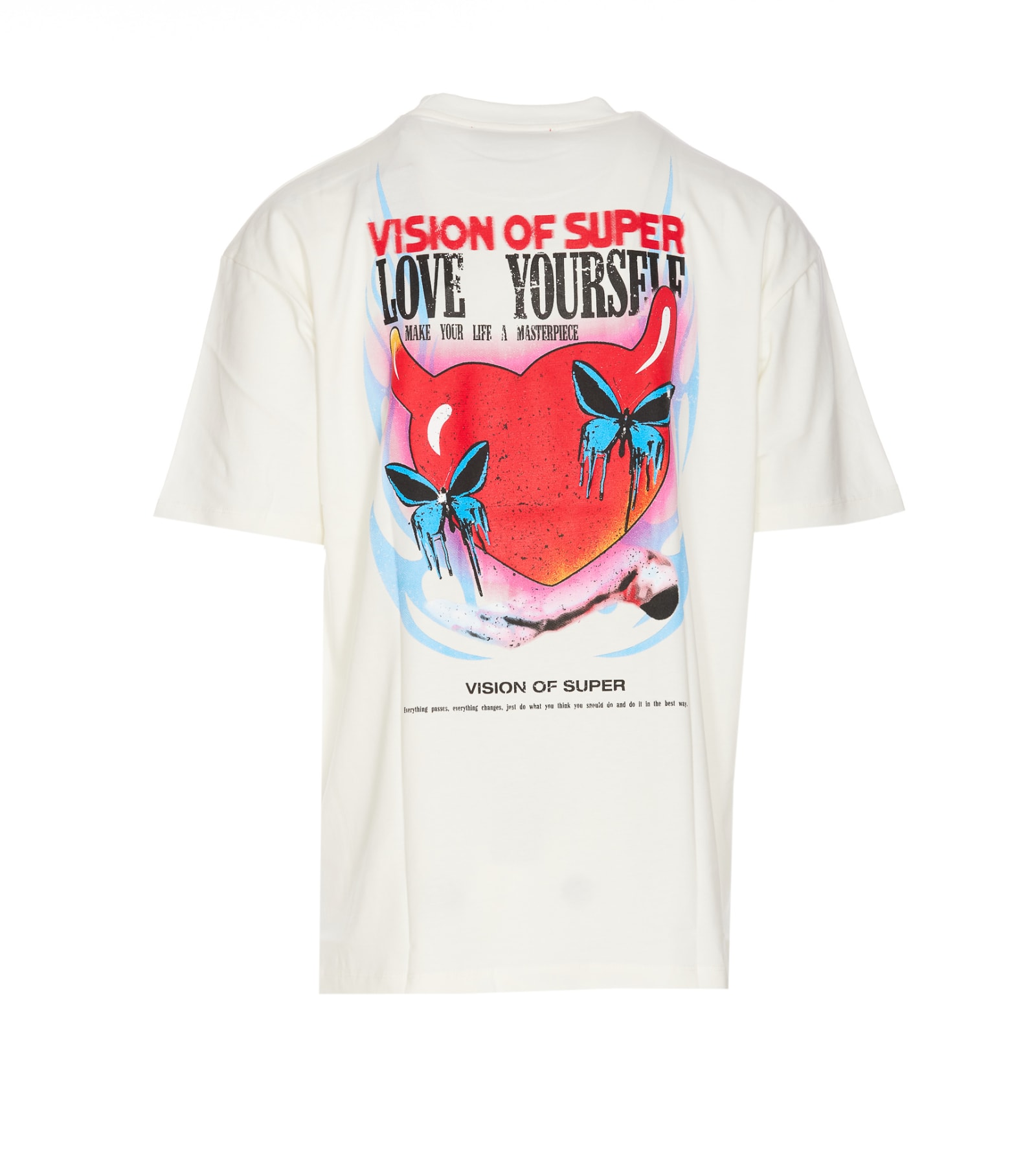 Shop Vision Of Super Puffy Love Print T-shirt In White