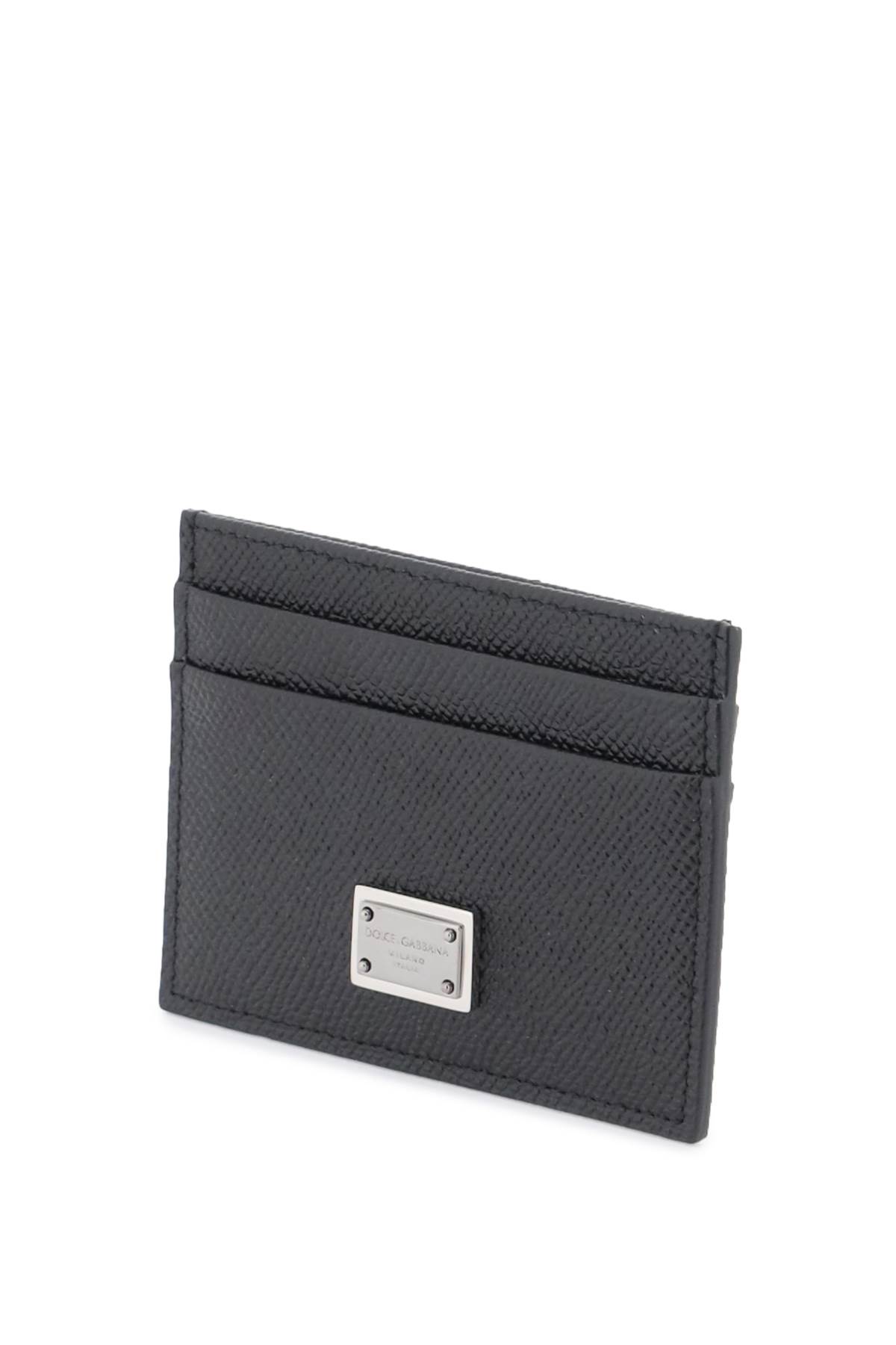 Shop Dolce & Gabbana Leather Card Holder With Logo Plate In Nero (black)