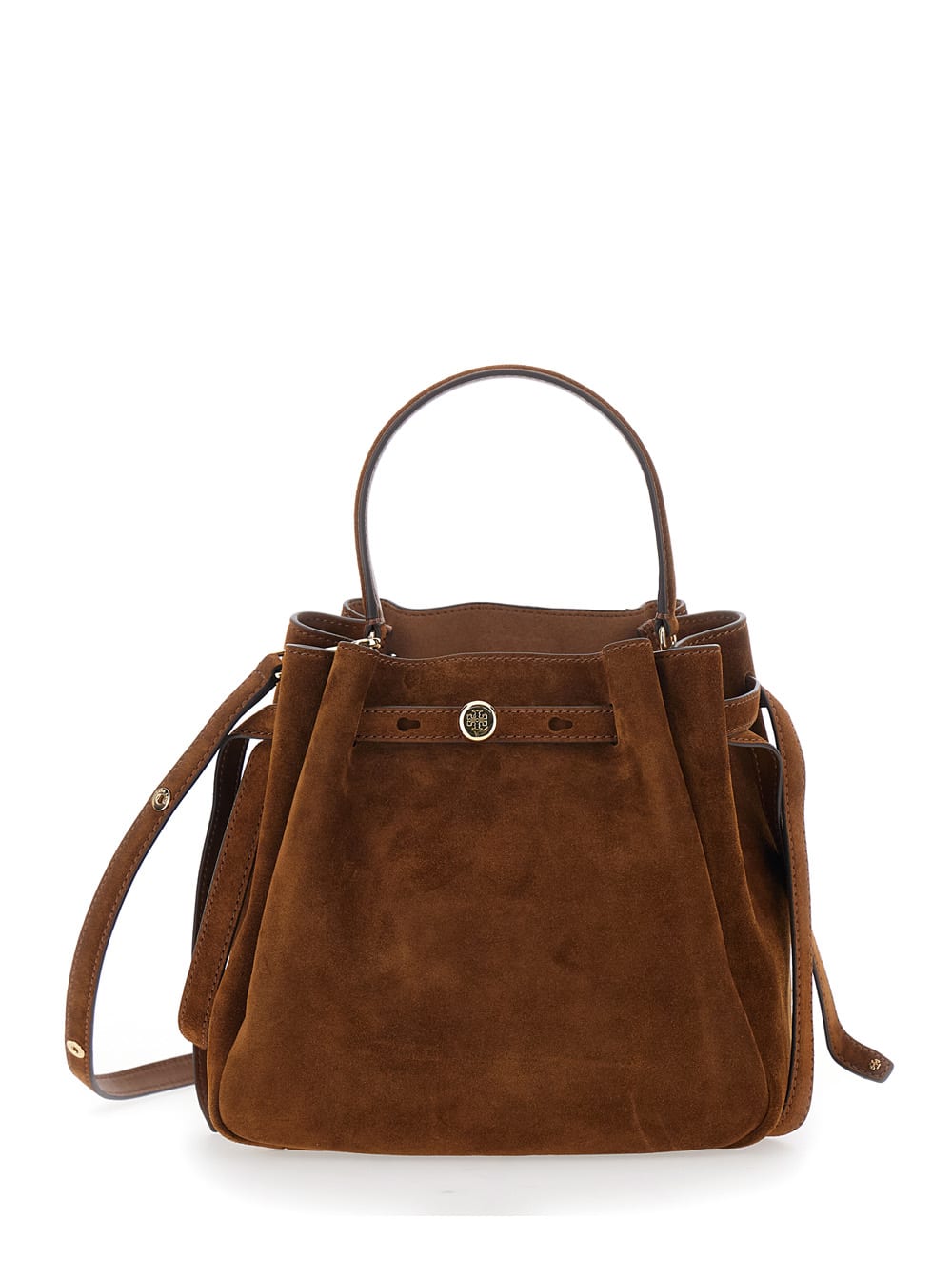 Tory Burch Romy Suede Bucket Bag In Brown