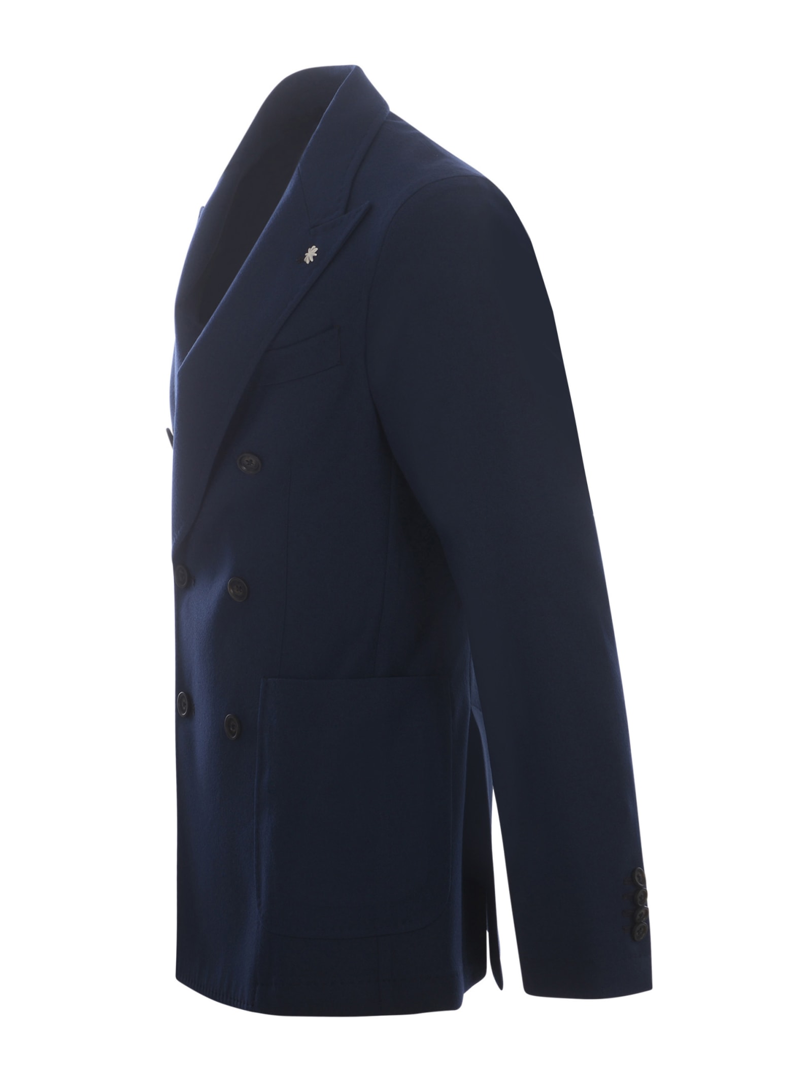 Shop Manuel Ritz Double-breasted  Wool Jacket In Blue