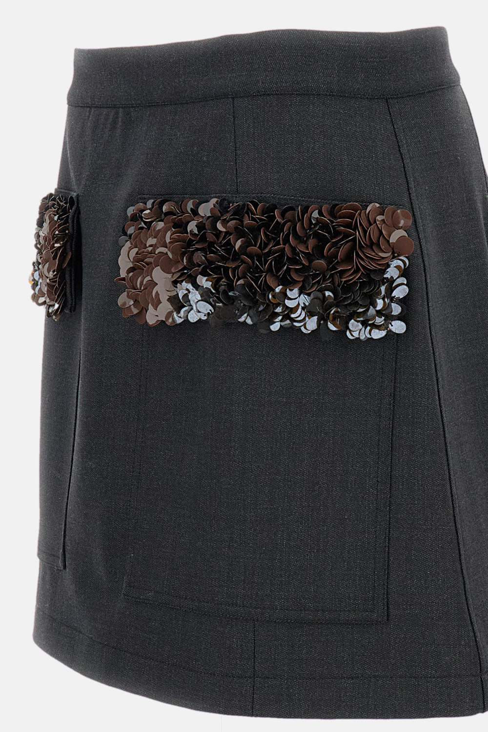 Plan C Sequined Wool-blend Miniskirt In Gray