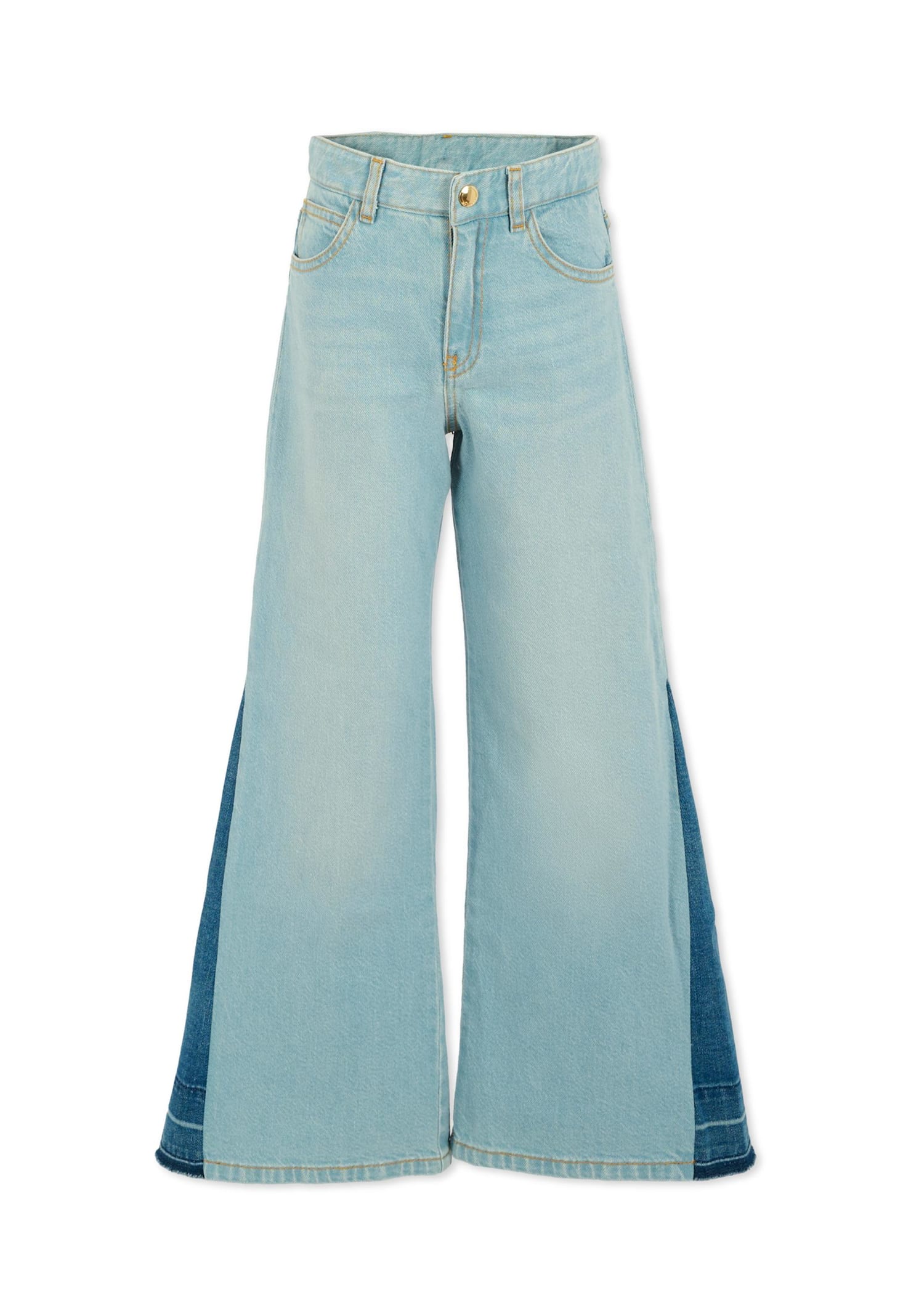 Chloé Denim Jeans For Girl With Logo In Blue