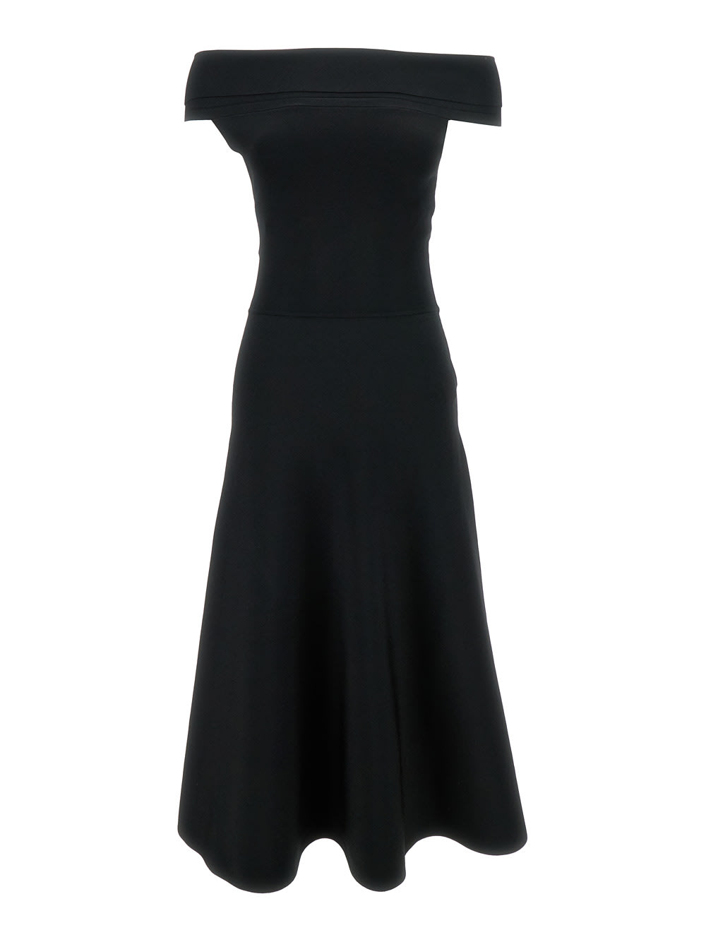 Shop Fabiana Filippi Maxi Black Dress With Flared Skirt In Viscose Blend Woman