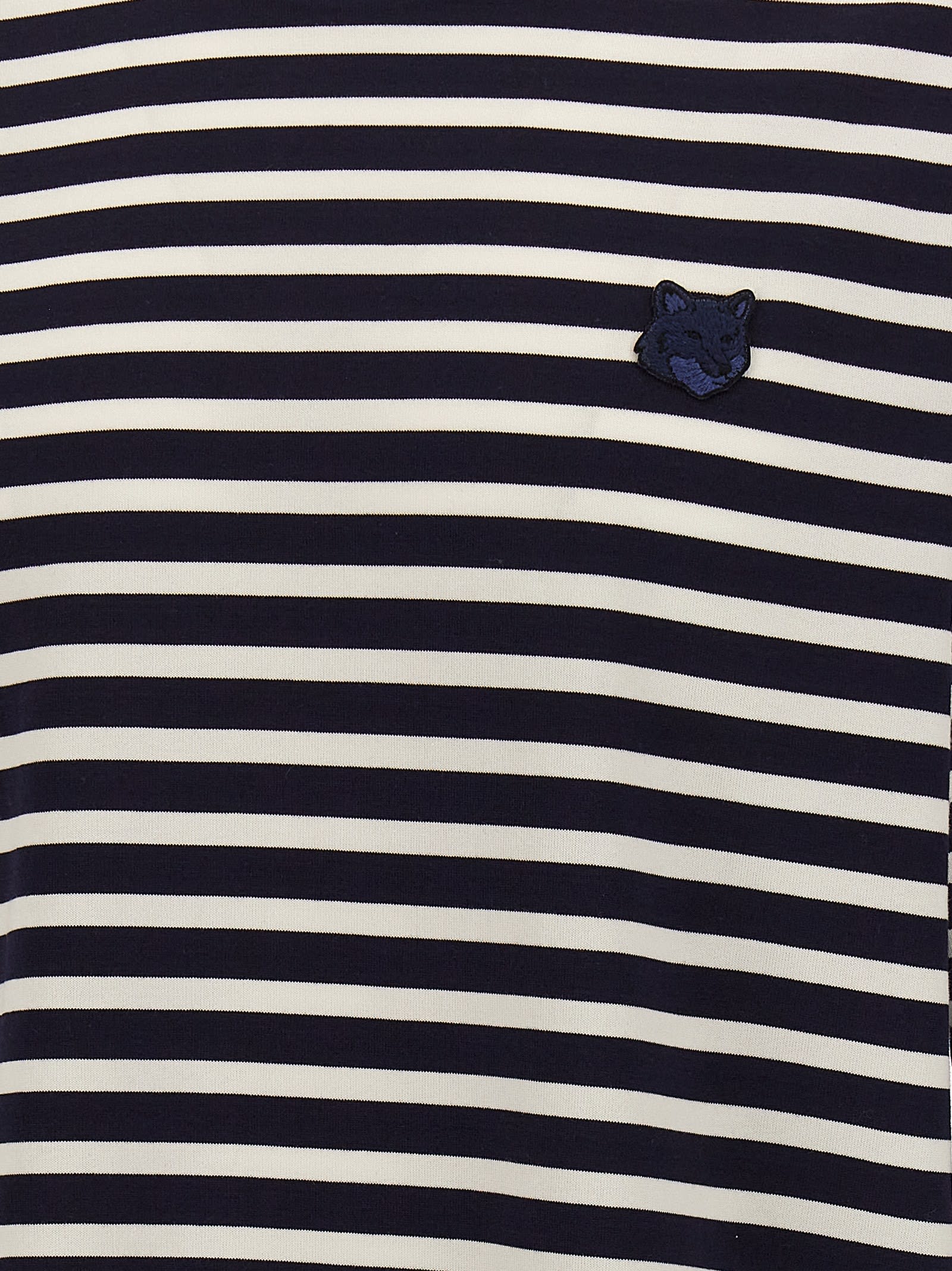 Shop Maison Kitsuné Bold Fox Head T-shirt In Navy Stripes